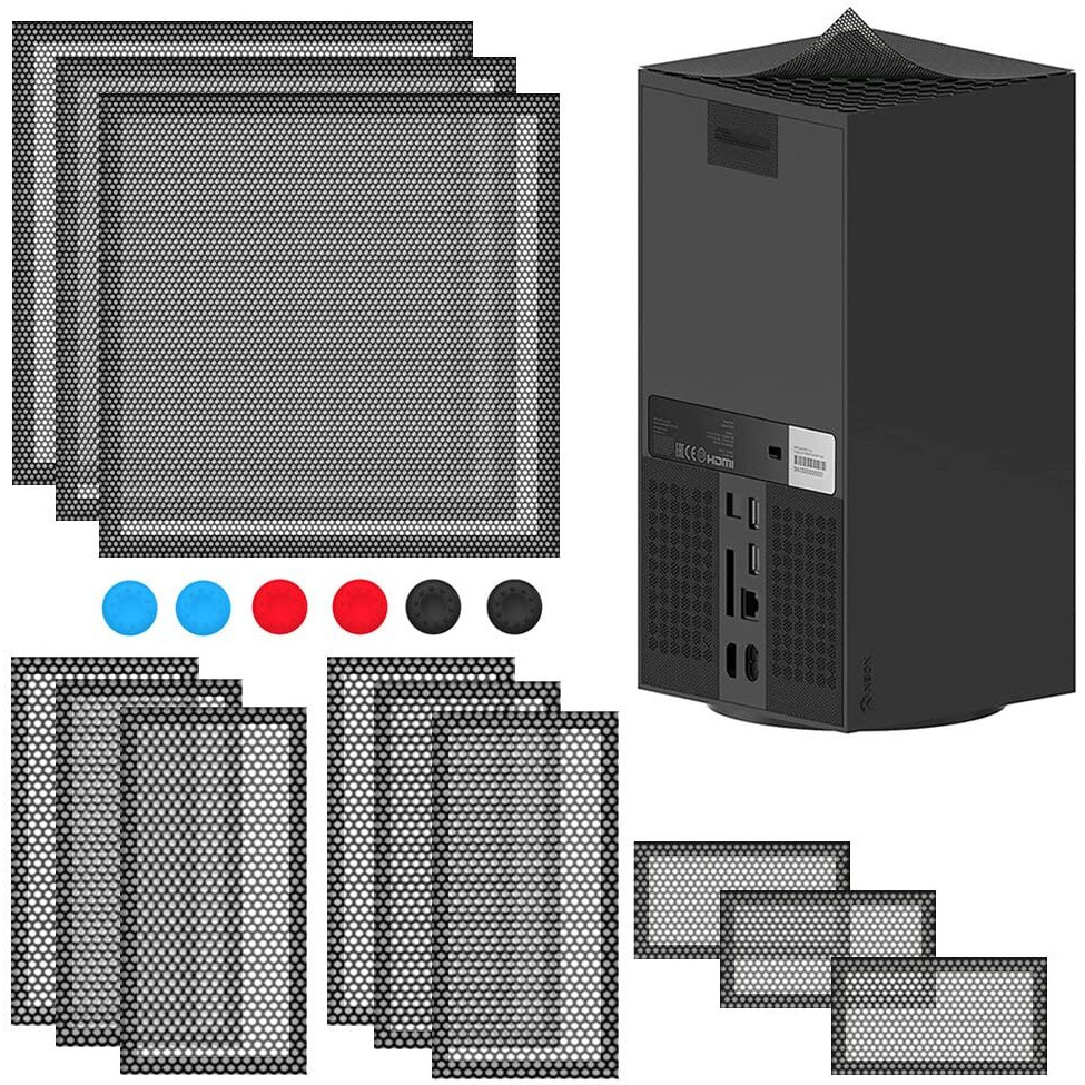 Xygcaco Dust Filter For Xbox Series X Console  Top Case Vent Dust Proof Filter Cover  Include 6Pcs Thump Grip Caps 3 Packs