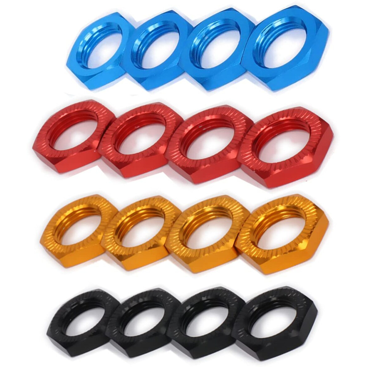16 Pcs Aluminum 17Mm Wheel Nut Thread 1.0Mm For 1/7 1/8 Rc Model Car Arrma 6S Hsp Redcat Himoto Monster Trucks Off Road Buggy Upgraded Parts (Mixed-Color)