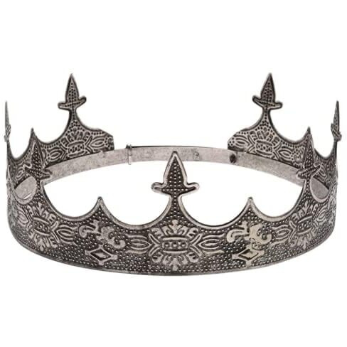 Jorcedi Crown Hair Jewelry Royal King Diadem Men Metal Big Tiaras For Wedding Halloween Costume Birthday Hair Accessories (Black)
