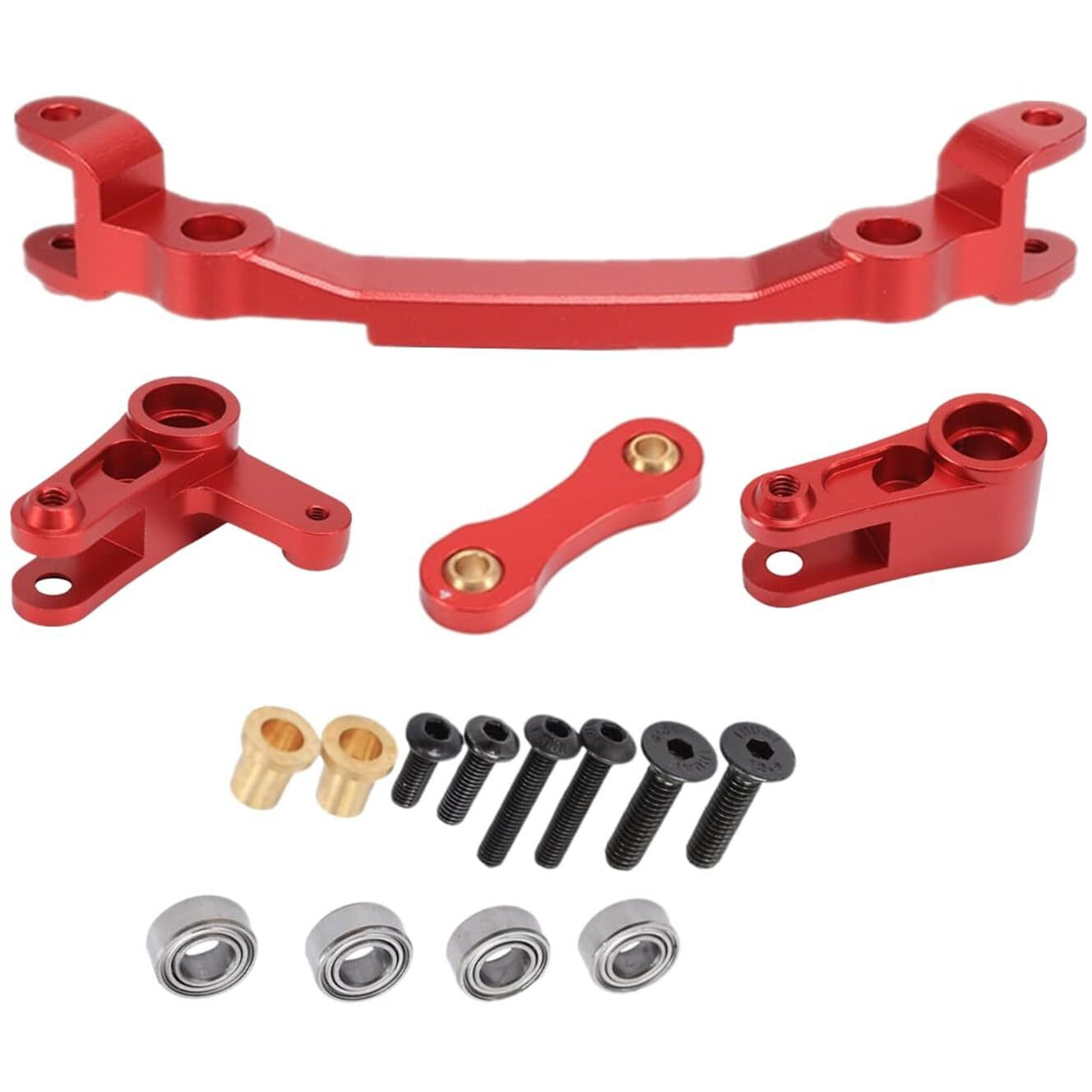 Aluminum Steering Assembly Bellcrank Set Upgrades Parts For 1/10 Arrma Granite 3S Blx Senton 3S Blx/Big Rock/Typhon 3S Blx Outcast/Kraton 4S (Red)