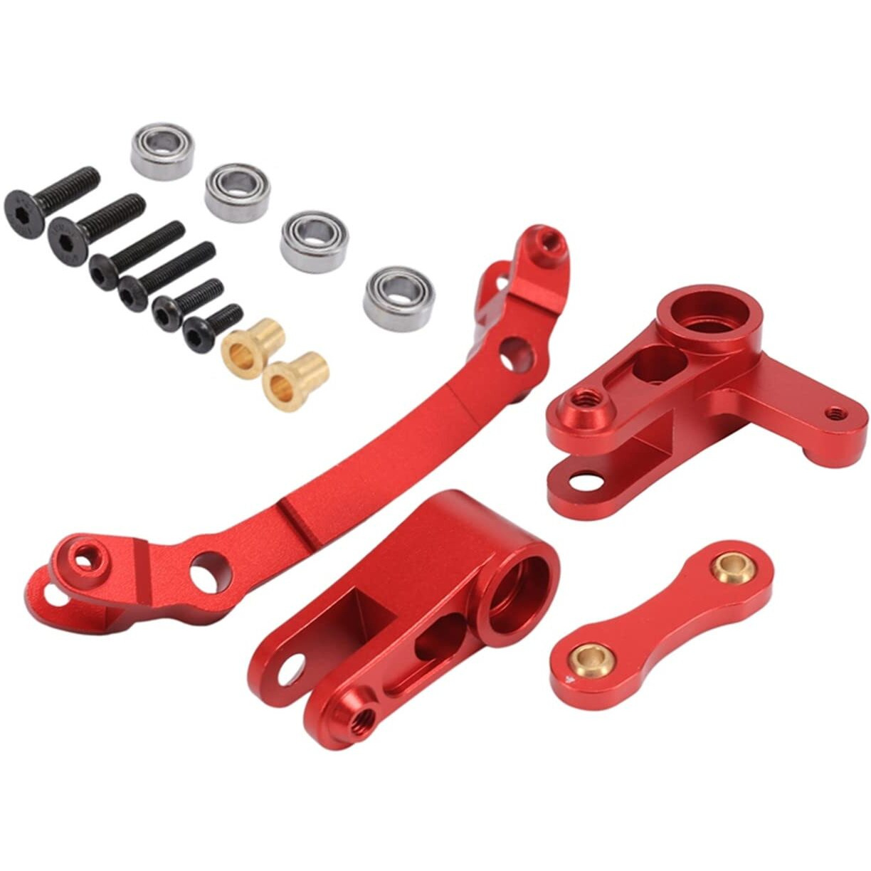 Aluminum Steering Assembly Bellcrank Set Upgrades Parts For 1/10 Arrma Granite 3S Blx Senton 3S Blx/Big Rock/Typhon 3S Blx Outcast/Kraton 4S (Red)