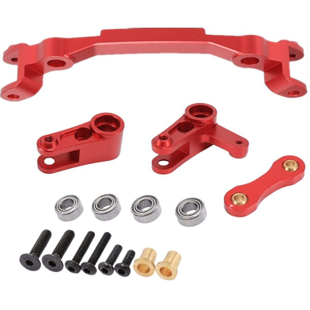 Aluminum Steering Assembly Bellcrank Set Upgrades Parts For 1/10 Arrma Granite 3S Blx Senton 3S Blx/Big Rock/Typhon 3S Blx Outcast/Kraton 4S (Red)