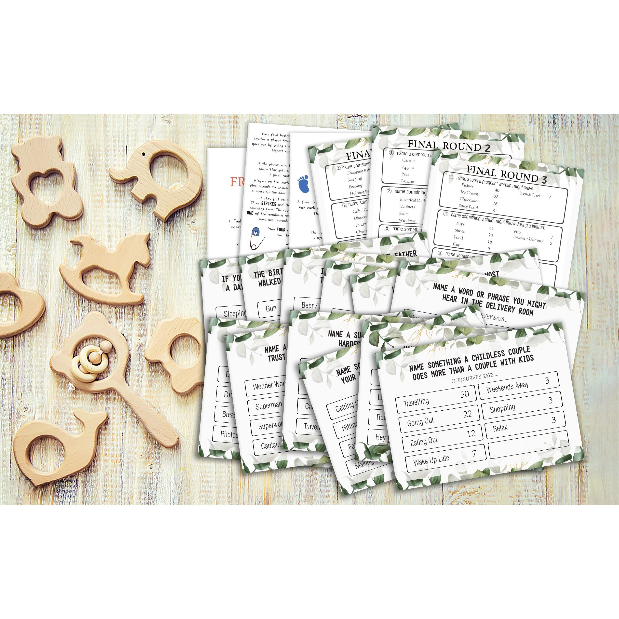 Baby Shower Friendly Feud Quiz  Family Feud Quiz  Baby Shower Game Night  Baby Shower Group Game  Mother To Be Party Game  Eucalyptus Leaves Version-04