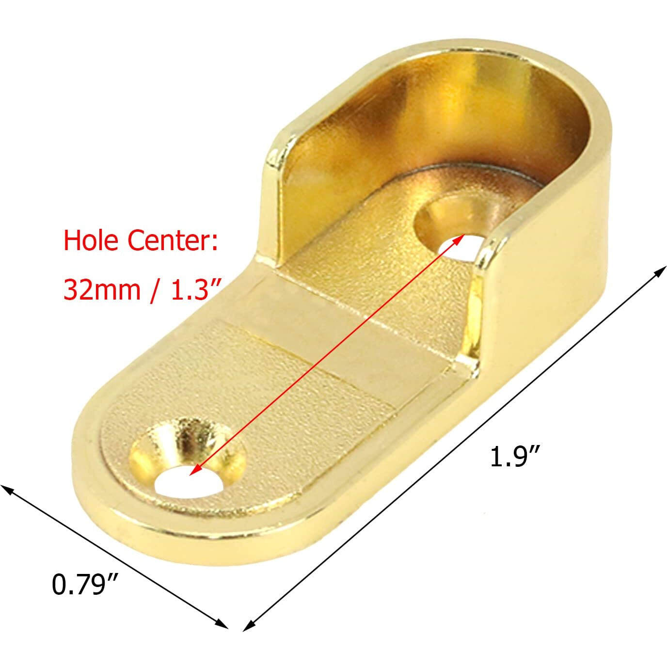 Coshar 20Pcs Oval Closet Rod End Supports  Wardrobe Rod Brackets  Zinc Alloy  Fit Rod Inside Diameter 16Mm/0.63Inch  Gold