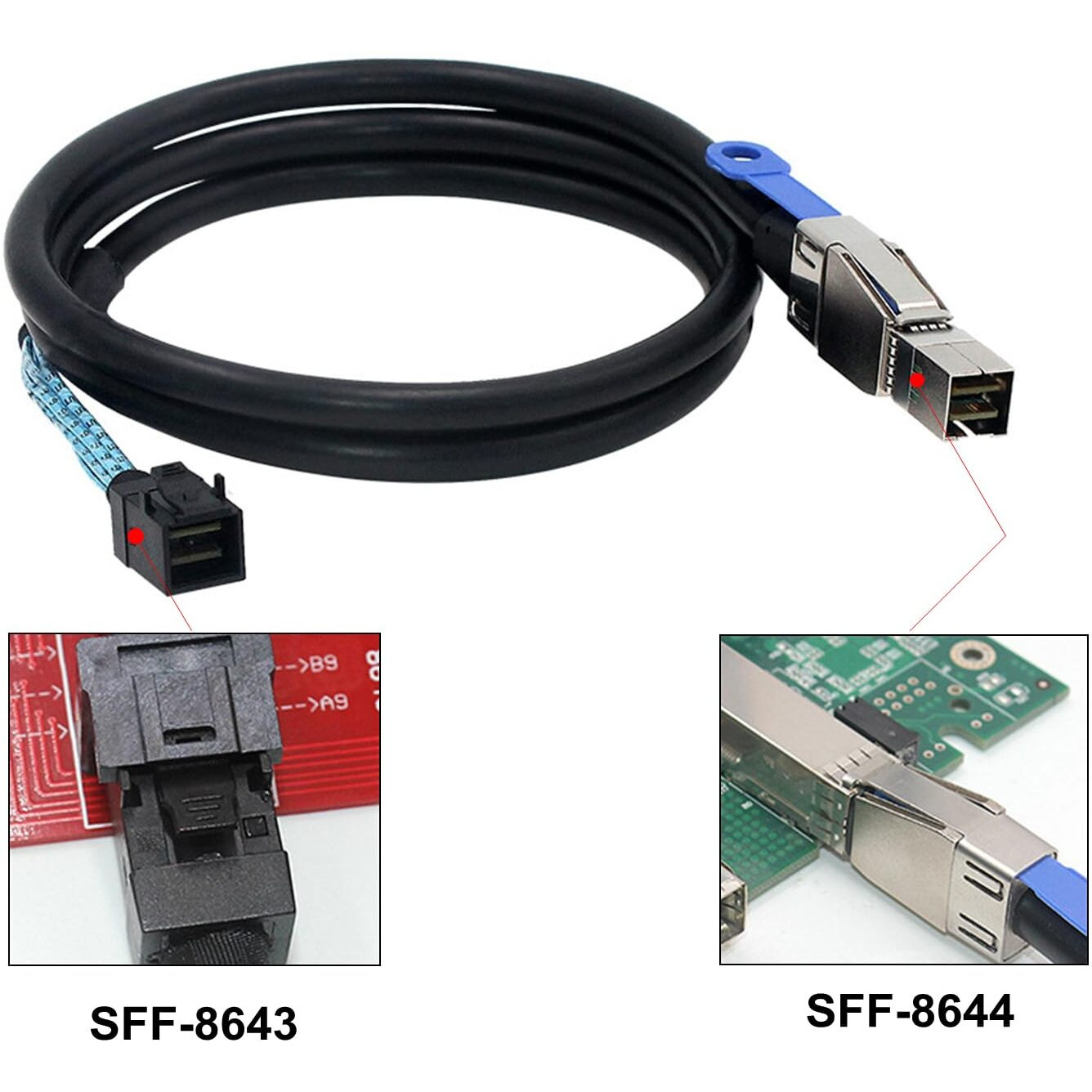 Heretom External Mini Sas Hd Sff-8644 To Mini Sas Hd Sff-8643 Data Server Raid 1M 3.3Ft Cable