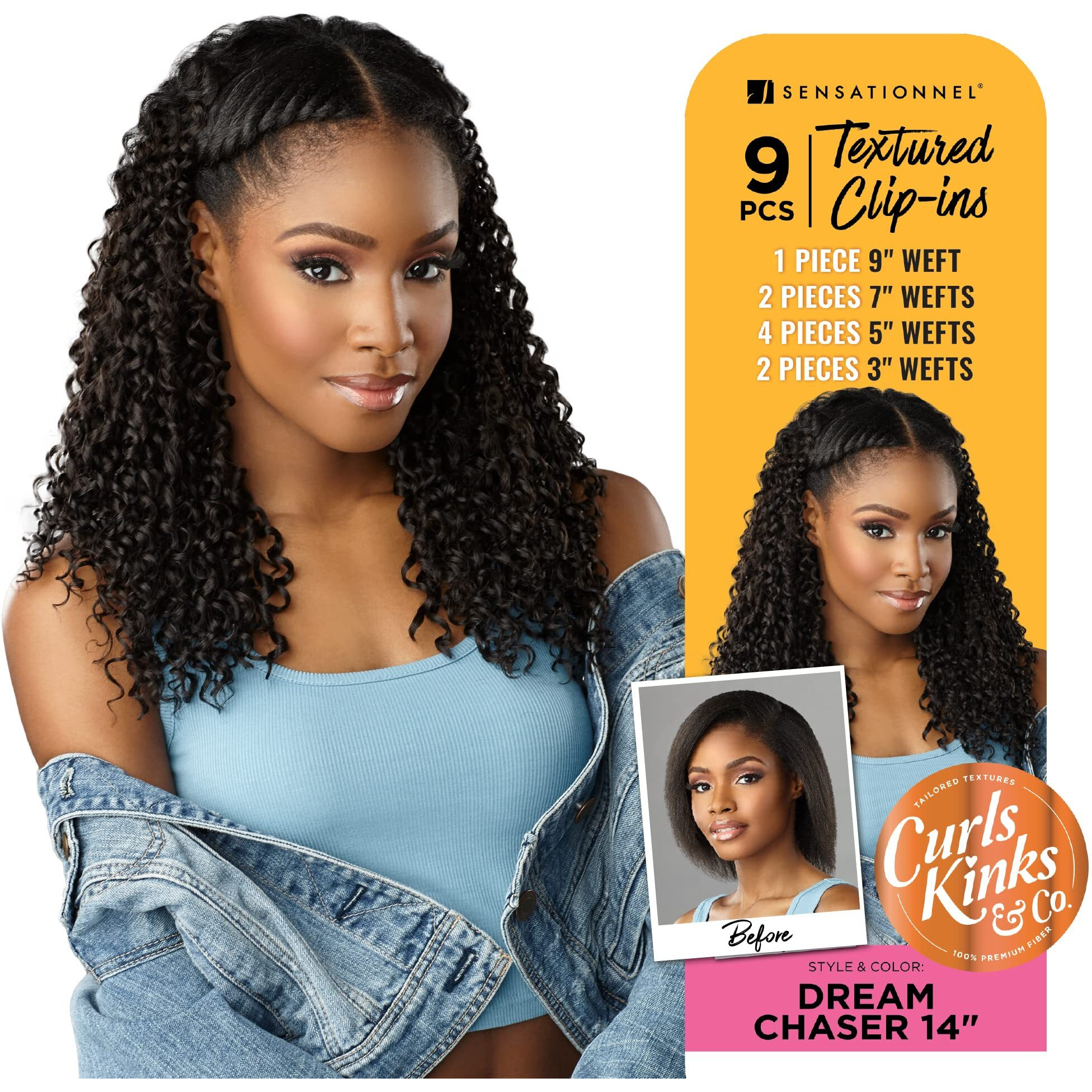 Sensationnel Curls Kinks & Co Synthetic Hair Clip Ins - Dream Chaser 14 (Color2 Dark Brown)