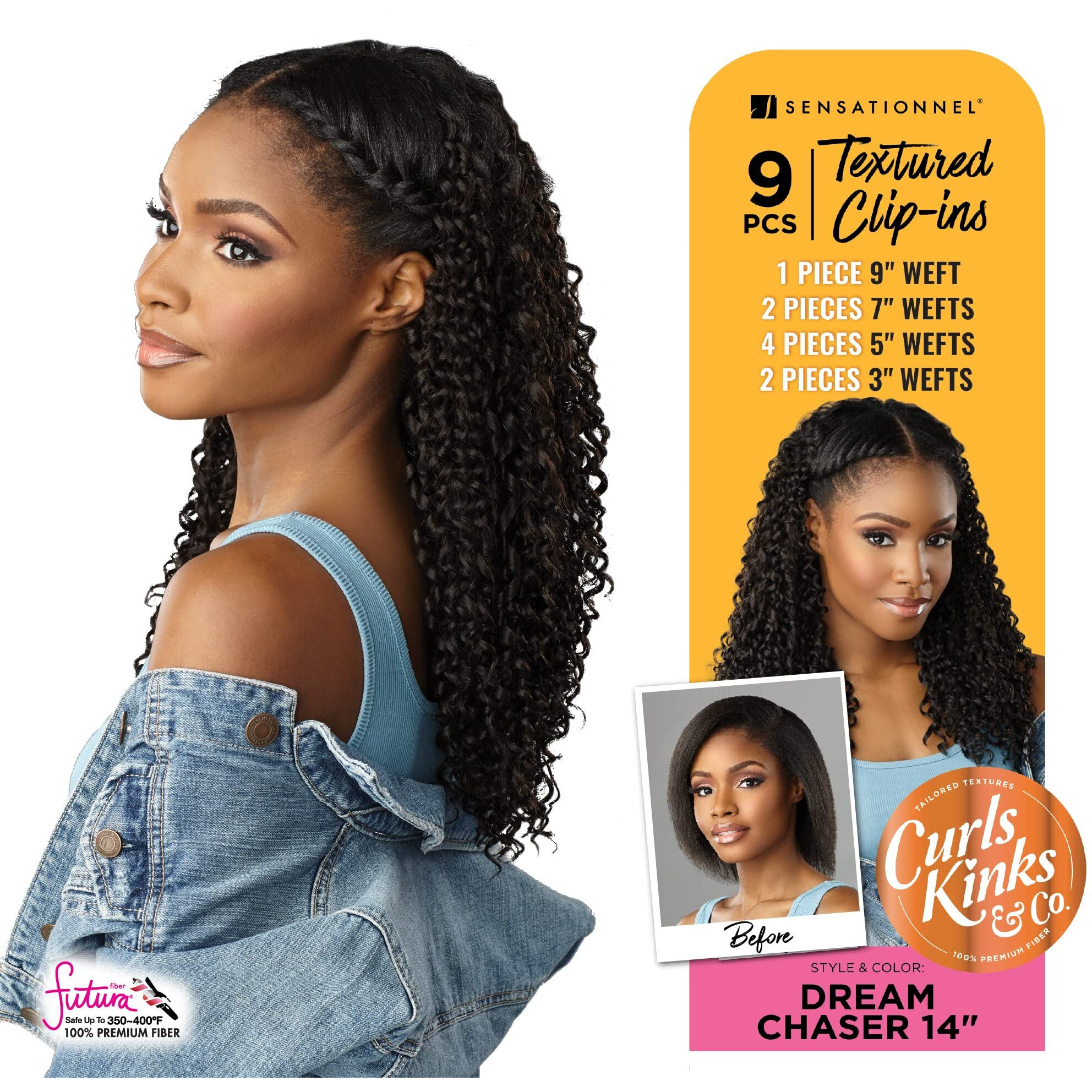 Sensationnel Curls Kinks & Co Synthetic Hair Clip Ins - Dream Chaser 14 (Color2 Dark Brown)