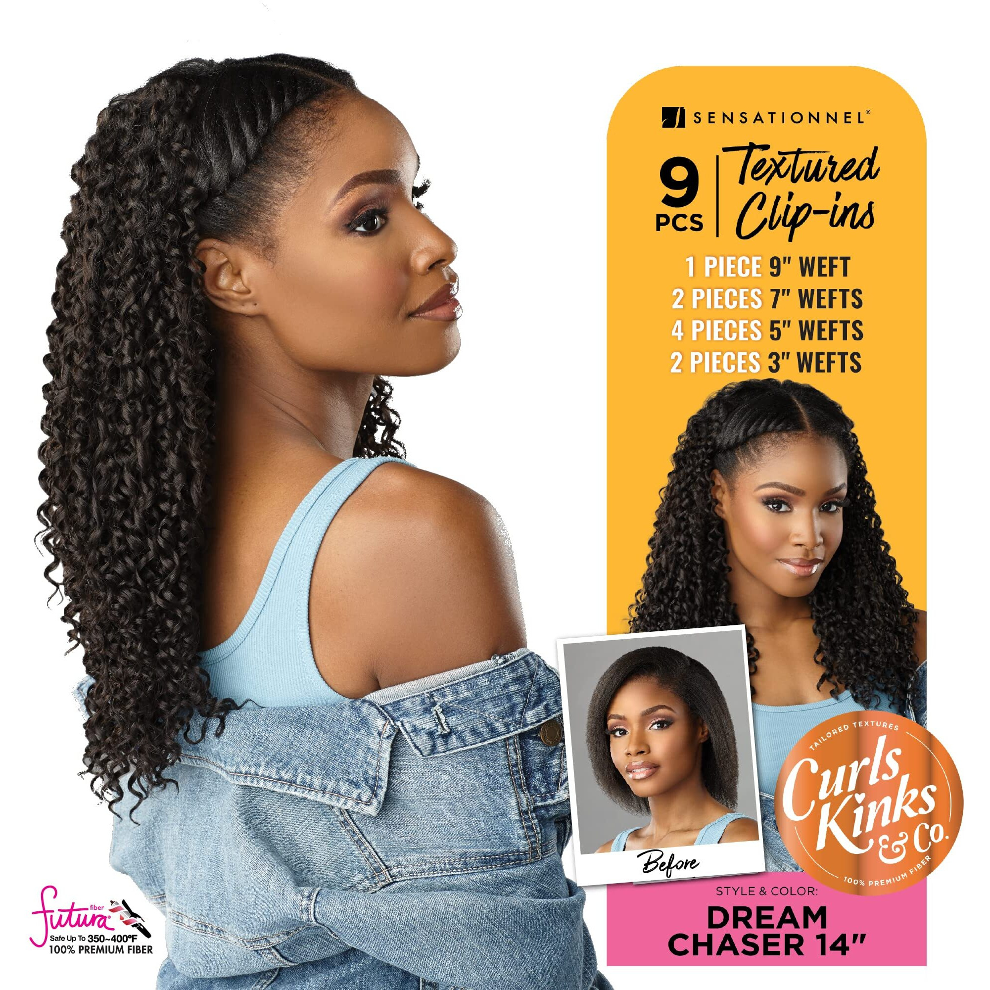 Sensationnel Curls Kinks & Co Synthetic Hair Clip Ins - Dream Chaser 14 (Color2 Dark Brown)