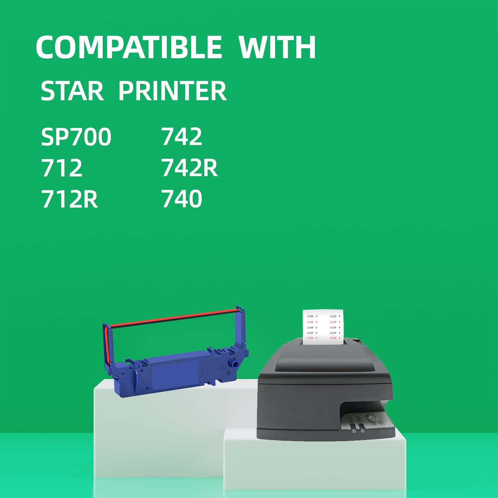 Cosob 12 Pack Compatible Ribbon Replacement For Sp700 Printer Ribbon Sp700 Sp-700 Rc700 Rc-700 Use With Star Sp700 Sp700Br Rc700Br Sp712 Sp712R Sp717 Sp742R Sp747 Sp740 Printer (Black And Red)
