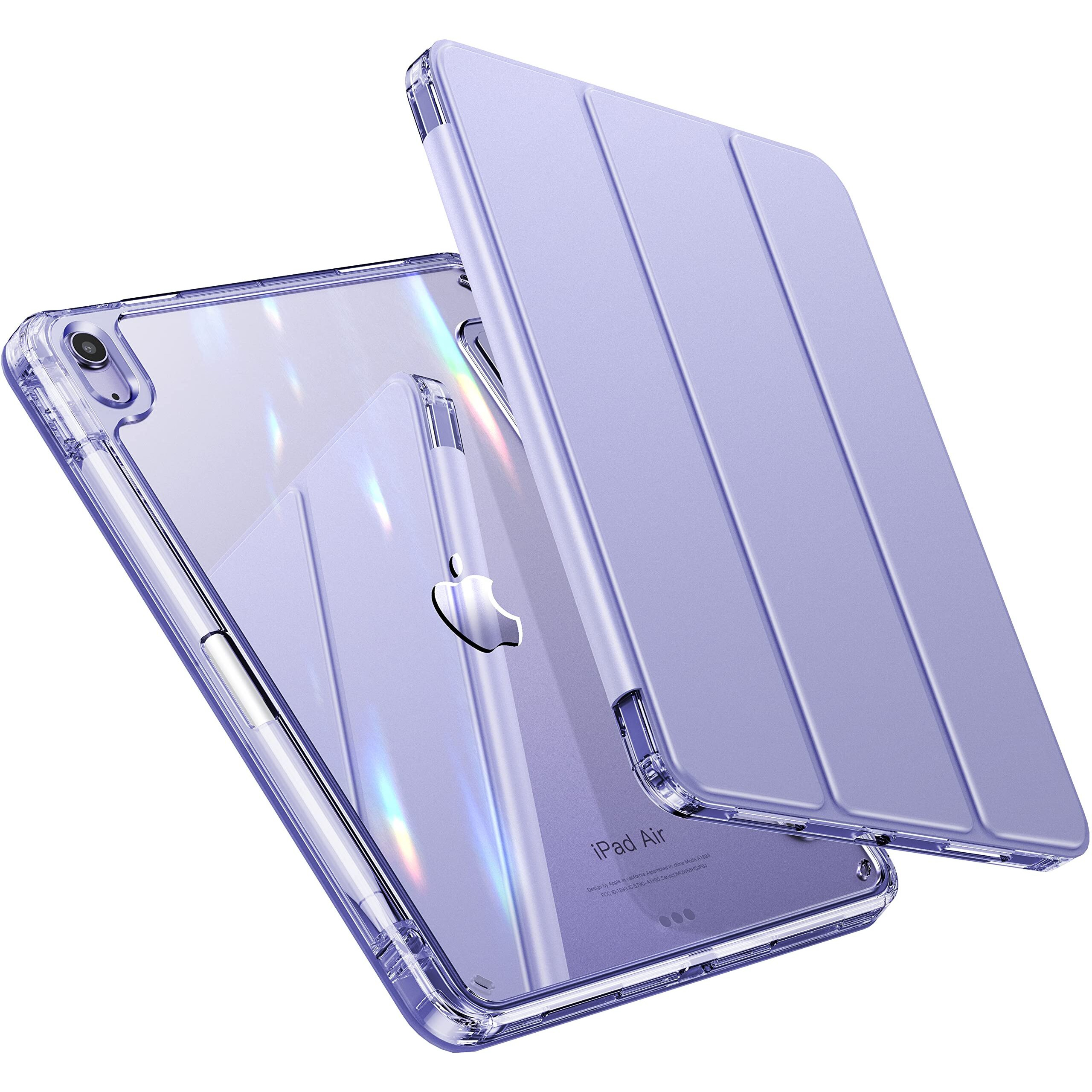 Infiland Compatible With Ipad Air 11 Inch Case M2 2024  Ipad Air 5Th Generation Case/Ipad Air 4Th Generation Case 2022/2020 10.9 Inch With Clear Back Shockproof With Pencil Holder English Lavender