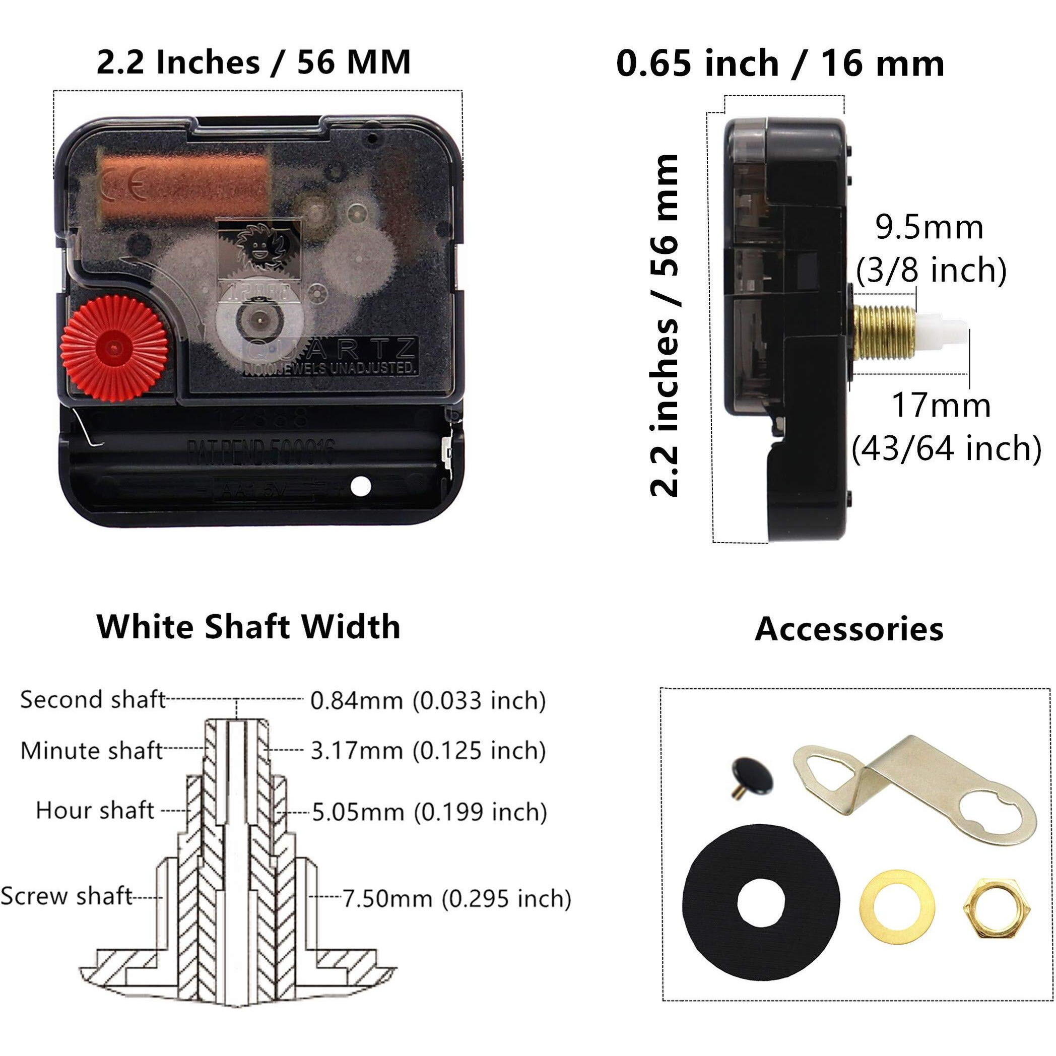 Tikround Youngtown Movement For Clock Repair Replacement 17Mm (43/64 Inch) Shaft Length 9.5Mm (3/8 Inch) Thread Length.(White Shaft)