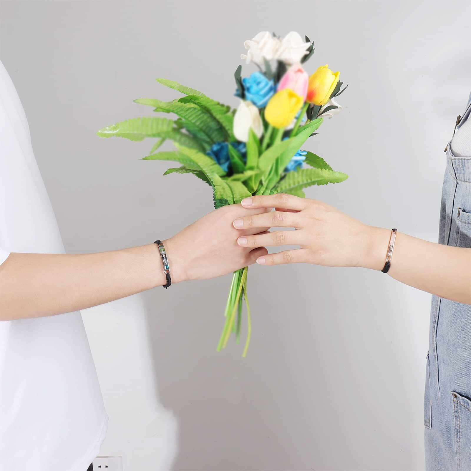 4Pcs Couples Bracelet And Necklace Couples Gifts For Him And Her Matching Necklace  Alloy  Alloy