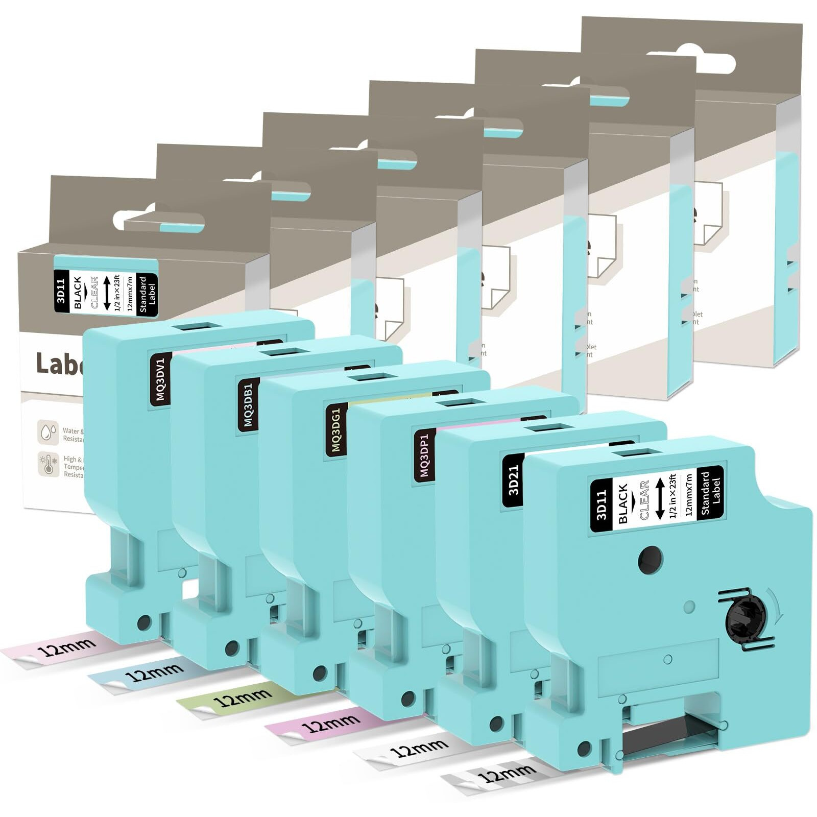 6 Light Color Label Maker Tape For Lm1600 D1600 Label Makers  1/2 Inch X 23Feet Tape Replacement For D1 Label Tape  Compatible With Dymo Labelmanager 160 280 210D Label Maker