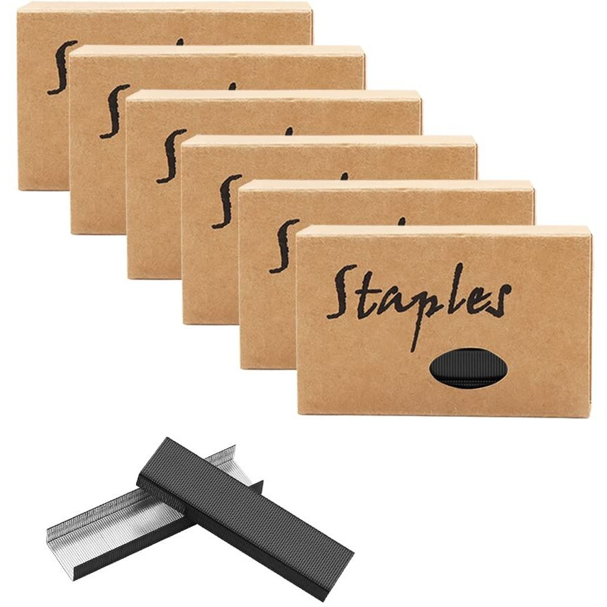 Black 26/6 Standard Staple Set 12Mm Width 950/Box 6 Boxes/Pack 5700 Count Staples For Office School Home Stapler Stapling Refills (6 Boxes Black)