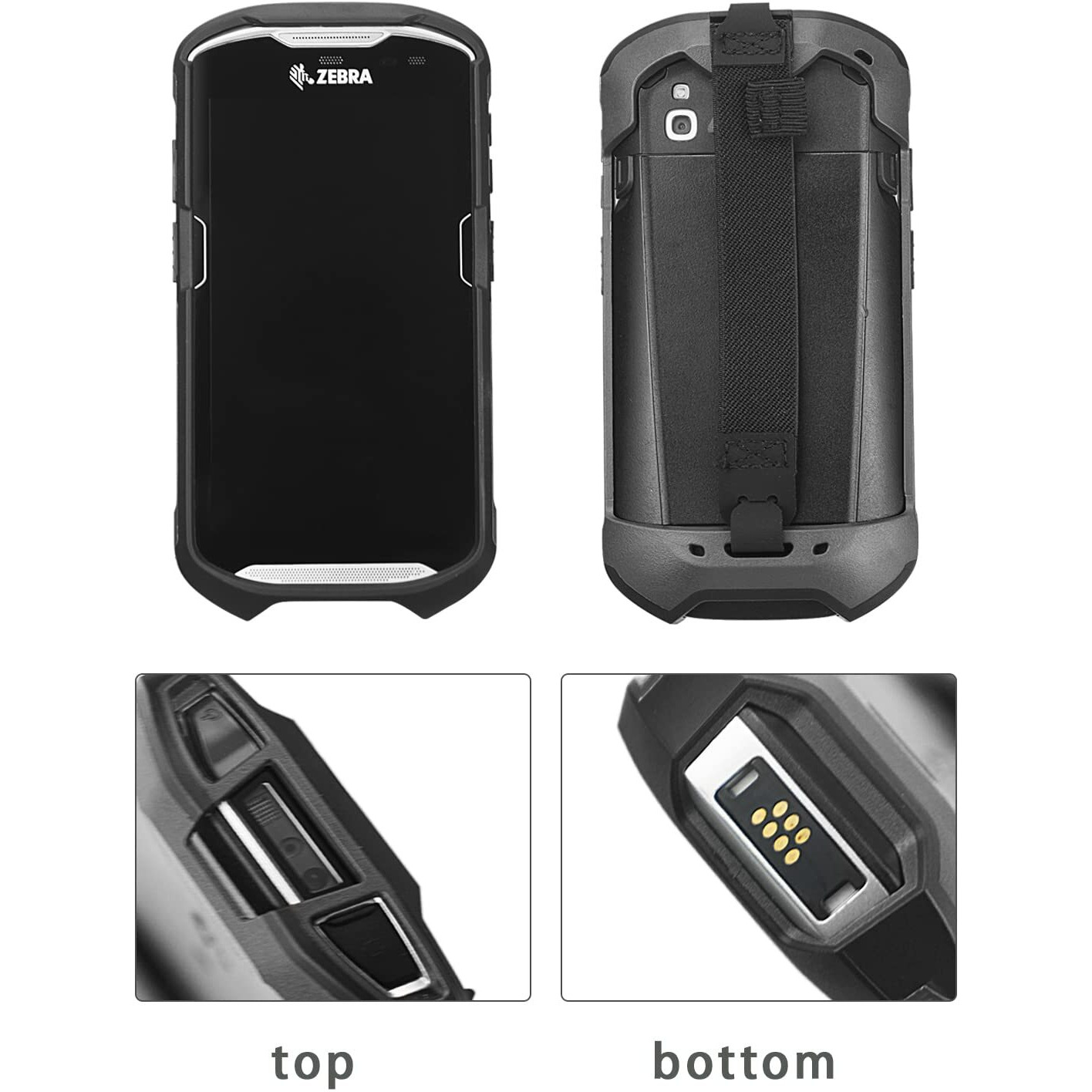 Protective Cover Case Rugged Boot With Hand Strap For Zebra Tc51 Tc52 Tc56 Tc57 Tc510K Case For Handheld Barcode Touch Mobile Computer Scanner Accessories(Black)