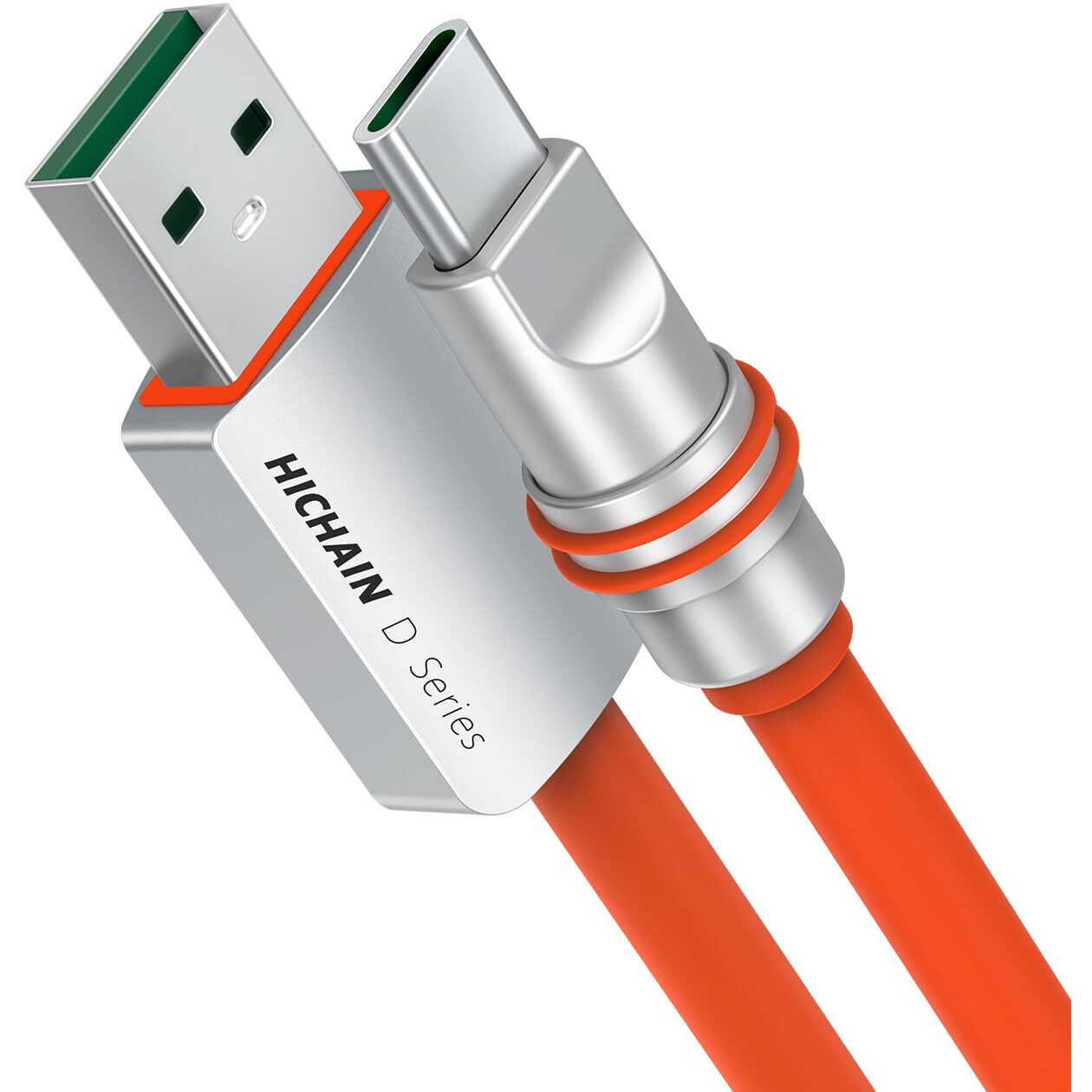 Hichain Usb C Charger Cable Orange 6.5 Ft  100W Fast Charging Usb A To Usb C Chubby Cable Type C Cord Data Transfer For Phone Samsung Galaxy Pixel Ps5 Wh-Aco6.5