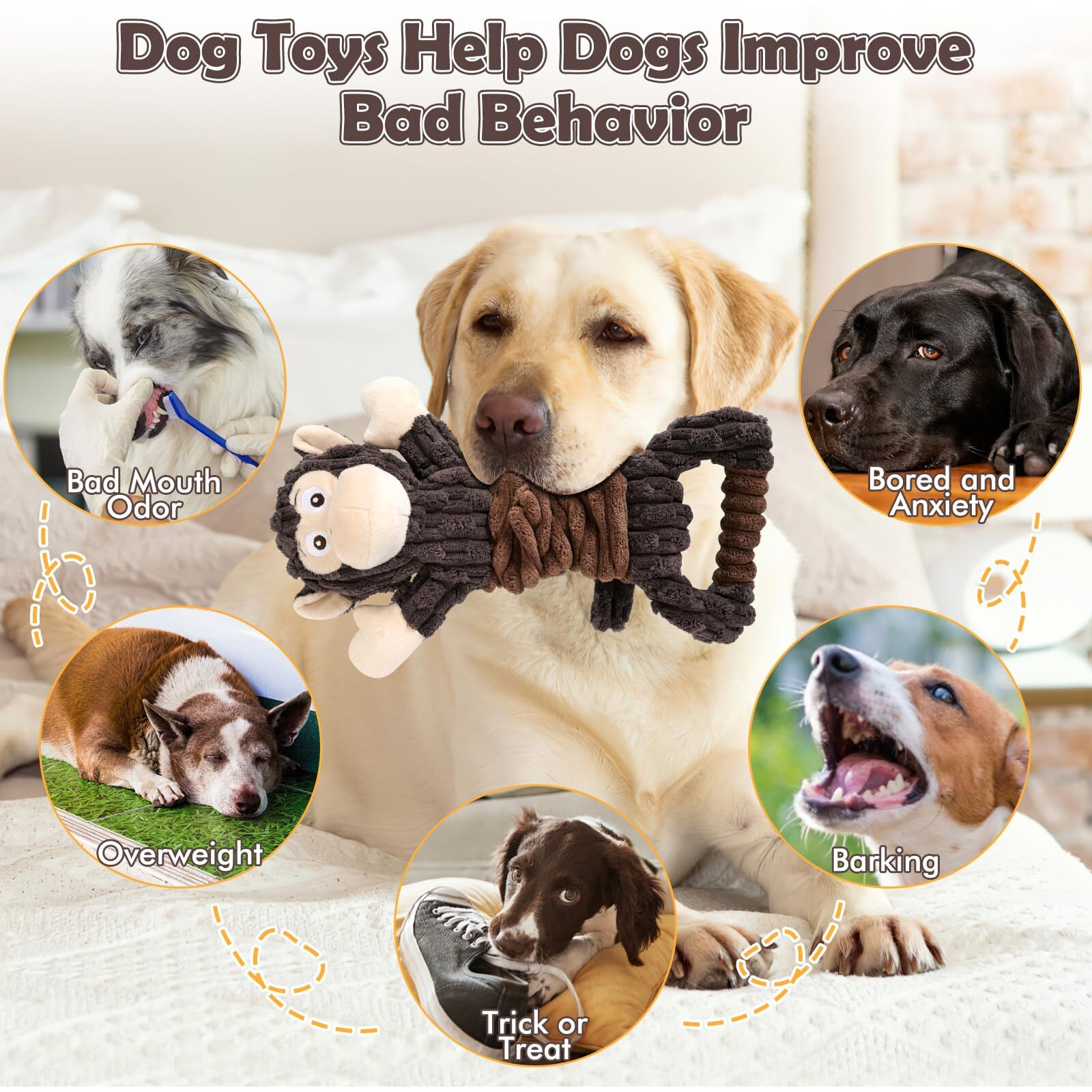 Letsmeet Dog Squeak Toys Plush Dog Toy With Crinkle Paper  Tug Of War Pull Interactive Dog Toys For Puppies  Small  Medium  Large Dogs