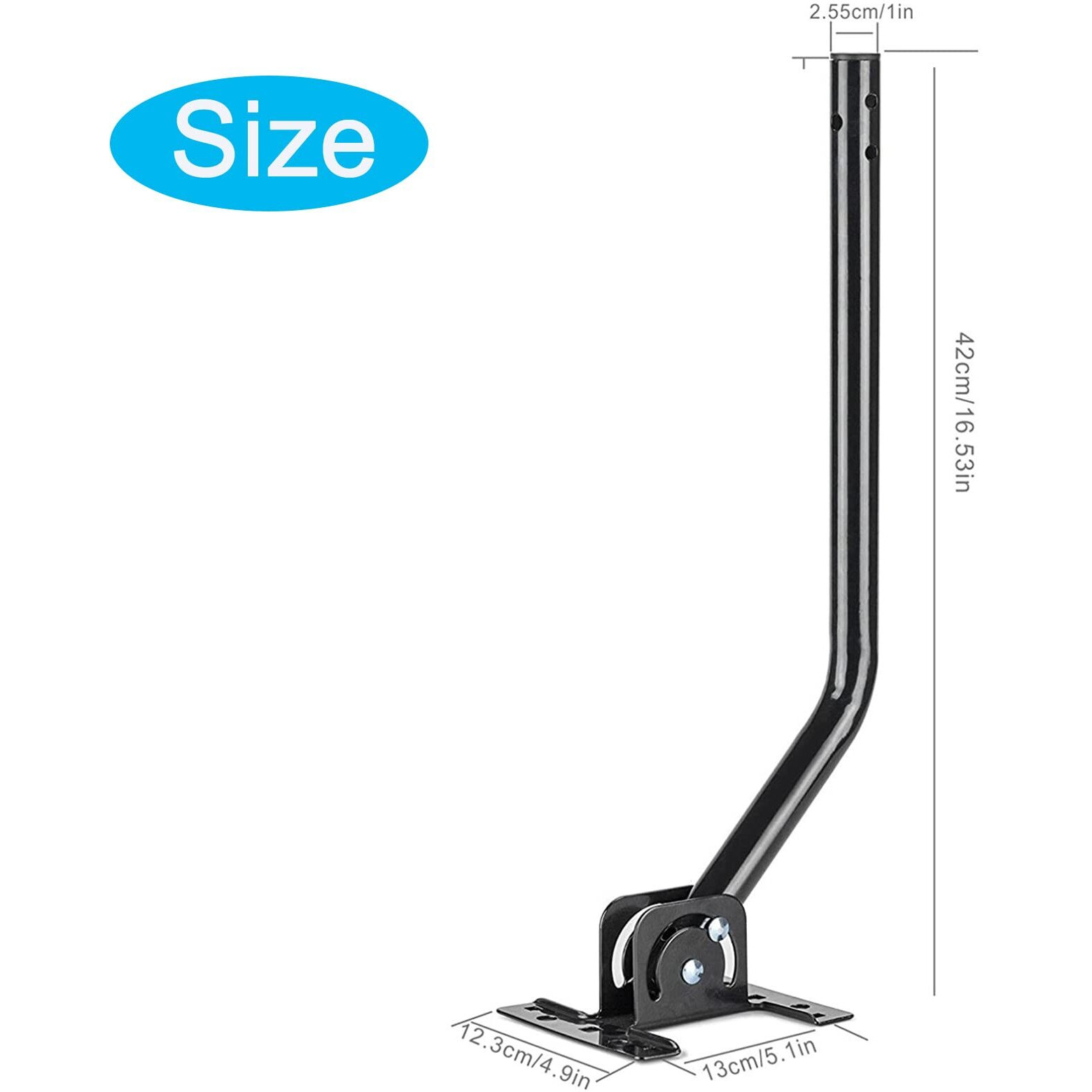 Yeceny Outdoor Antenna/Weather Station Adjustable Mounting Pole With Extension Universal Mount Brackets - Easy Installation  Solid Structure  Weather Proof (1"" Diameter 16.5"" Arm Length)