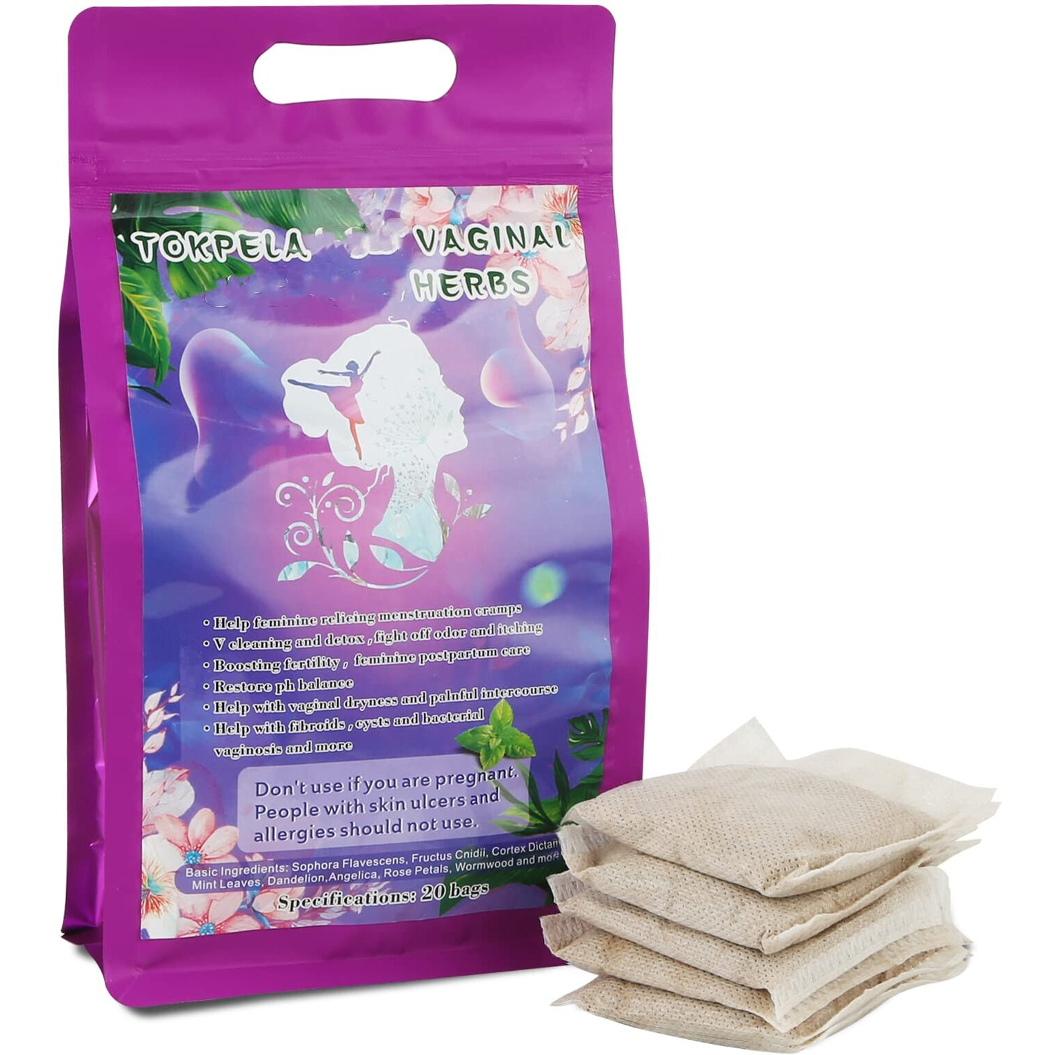 Tokpela Yoni Herbs For Cleansing And Tightening 100% Organic V Steaming Herbs(Filter Bag Packaging)  Yoni Kit  V Steam Herbs Tone & Rejuvenate For Women - V Cleansing Ph Balance(20 Steams)