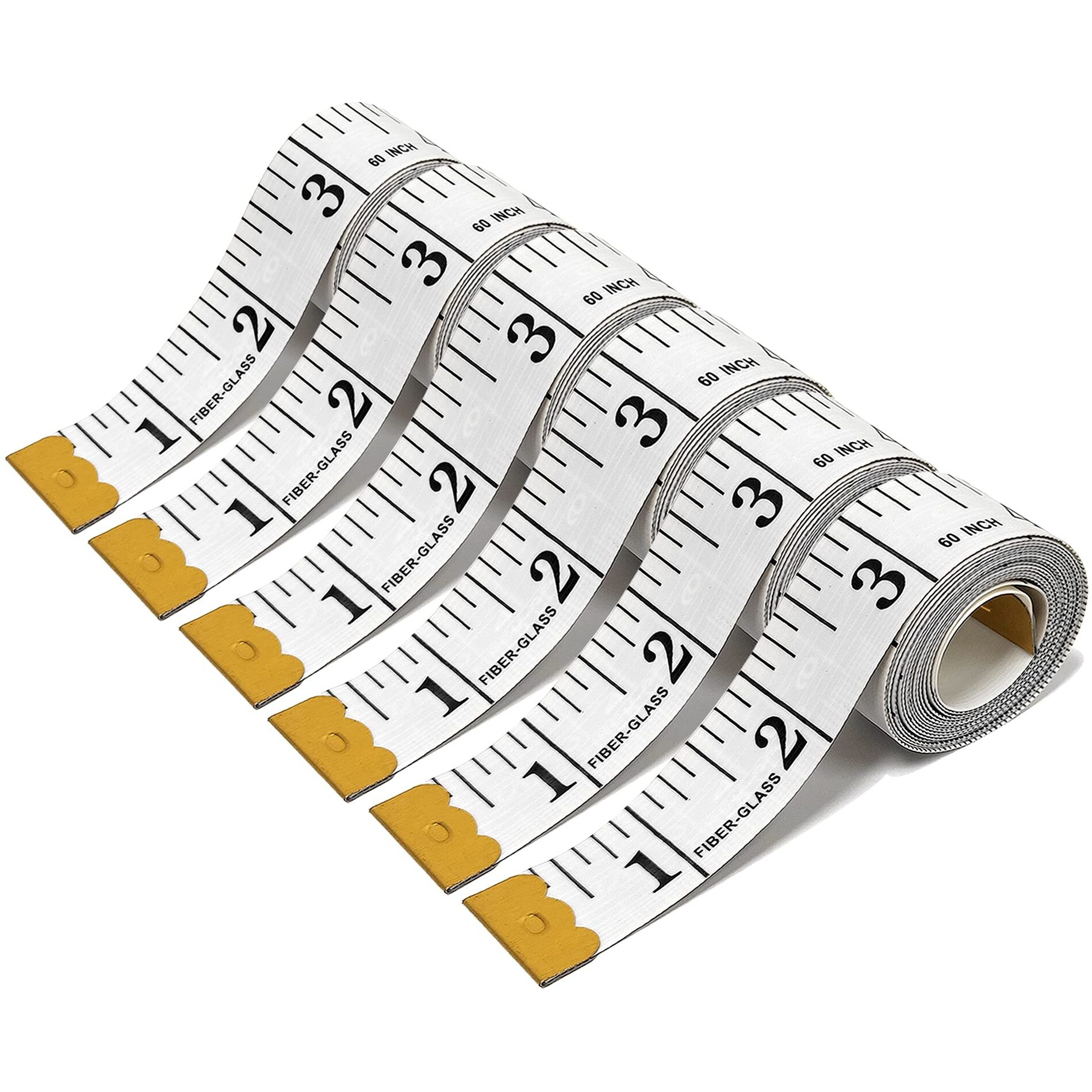 6 Pack Soft Measuring Tape For Body Double Scale Fabric Craft Tape Measure Sewing Tailor Cloth Flexible Ruler For Weight Loss 60 Inch/150Cm White