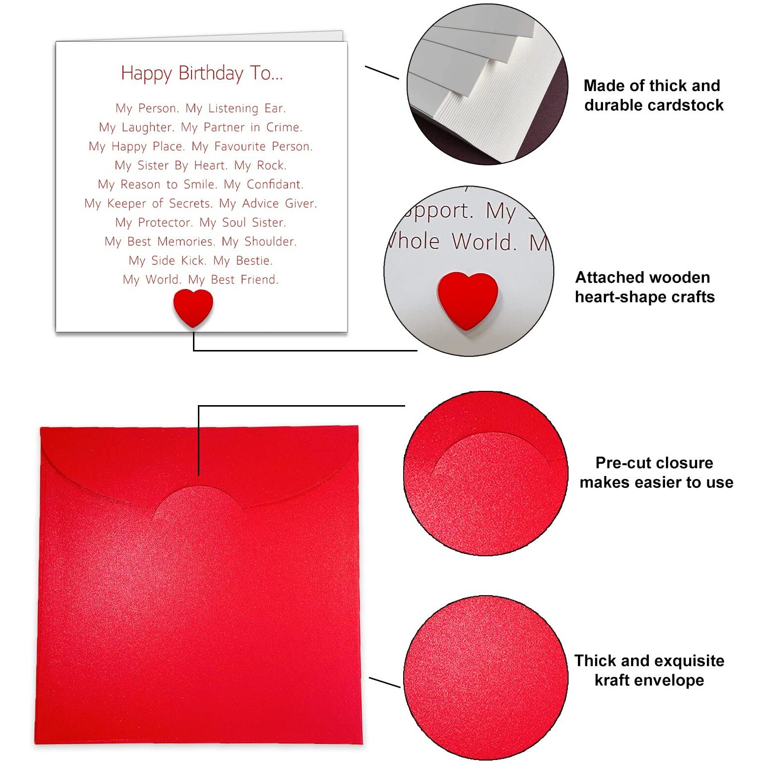 Miatoi Birthday Card For Best Friend  Special Bestie Birthday Card  Sentimental Bday Card For Her With Envelope