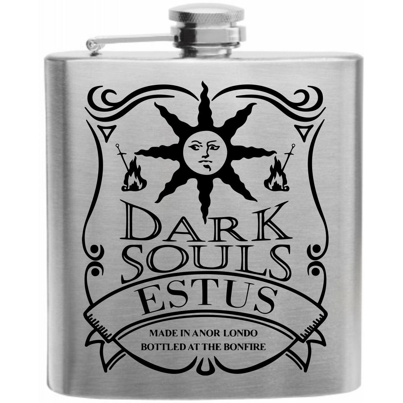 Crown Engraving Souls Of The Dark Warrior Of Sunlight Estus Flask Stainless Steel Hip Flask 6Oz Gift