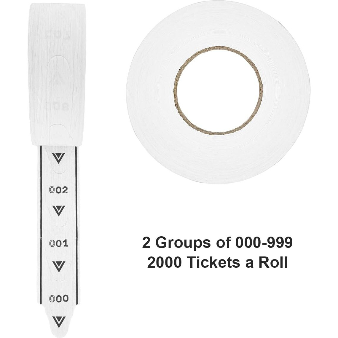 1 Roll Of 3-Digit Take-A-Number Tickets - 2000 / Roll (White)