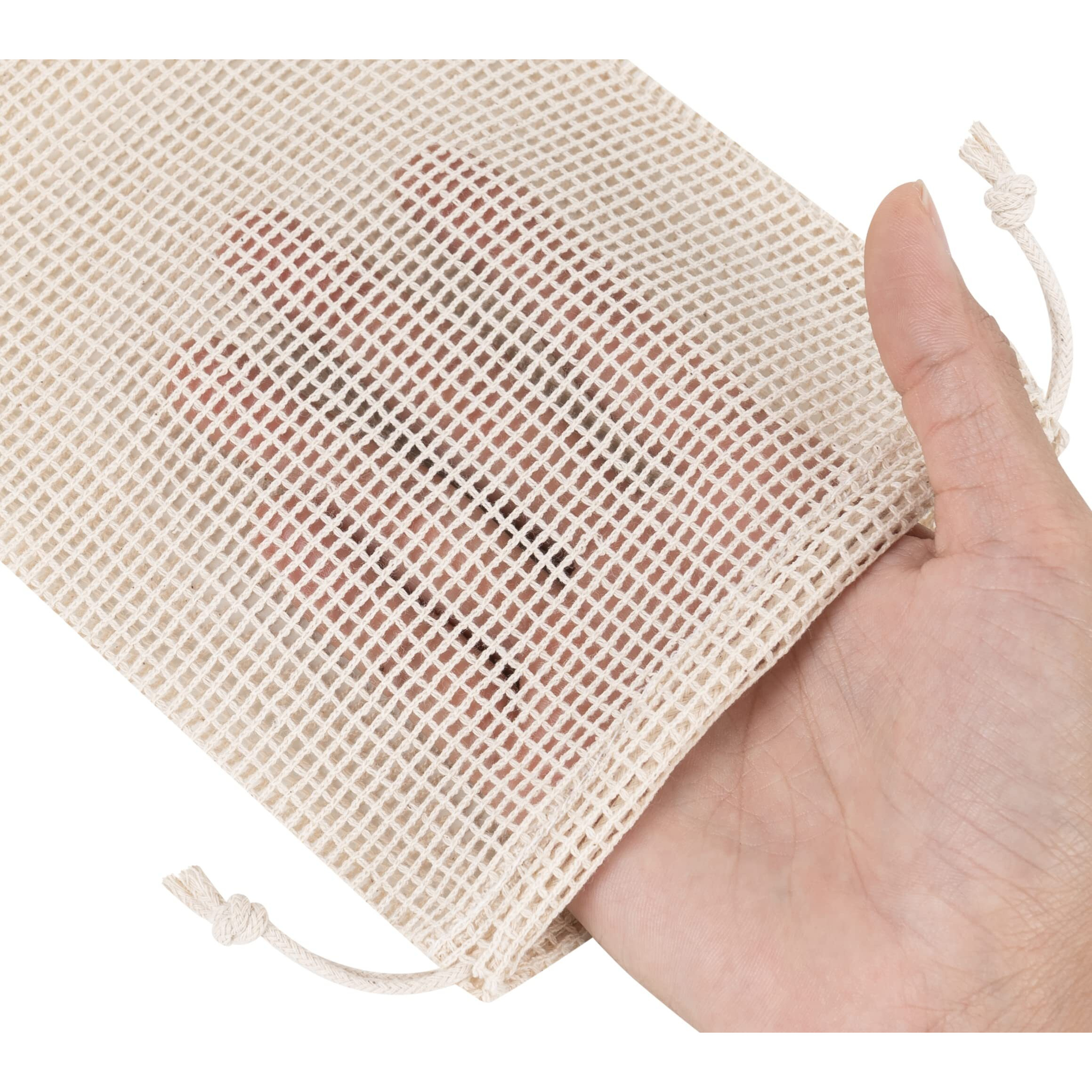 Palterwear 100 Percent Natural Cotton Double Drawstring Mesh Bag For Herbs  Nuts  Spices (5 X 7 Inch - Set Of 5)