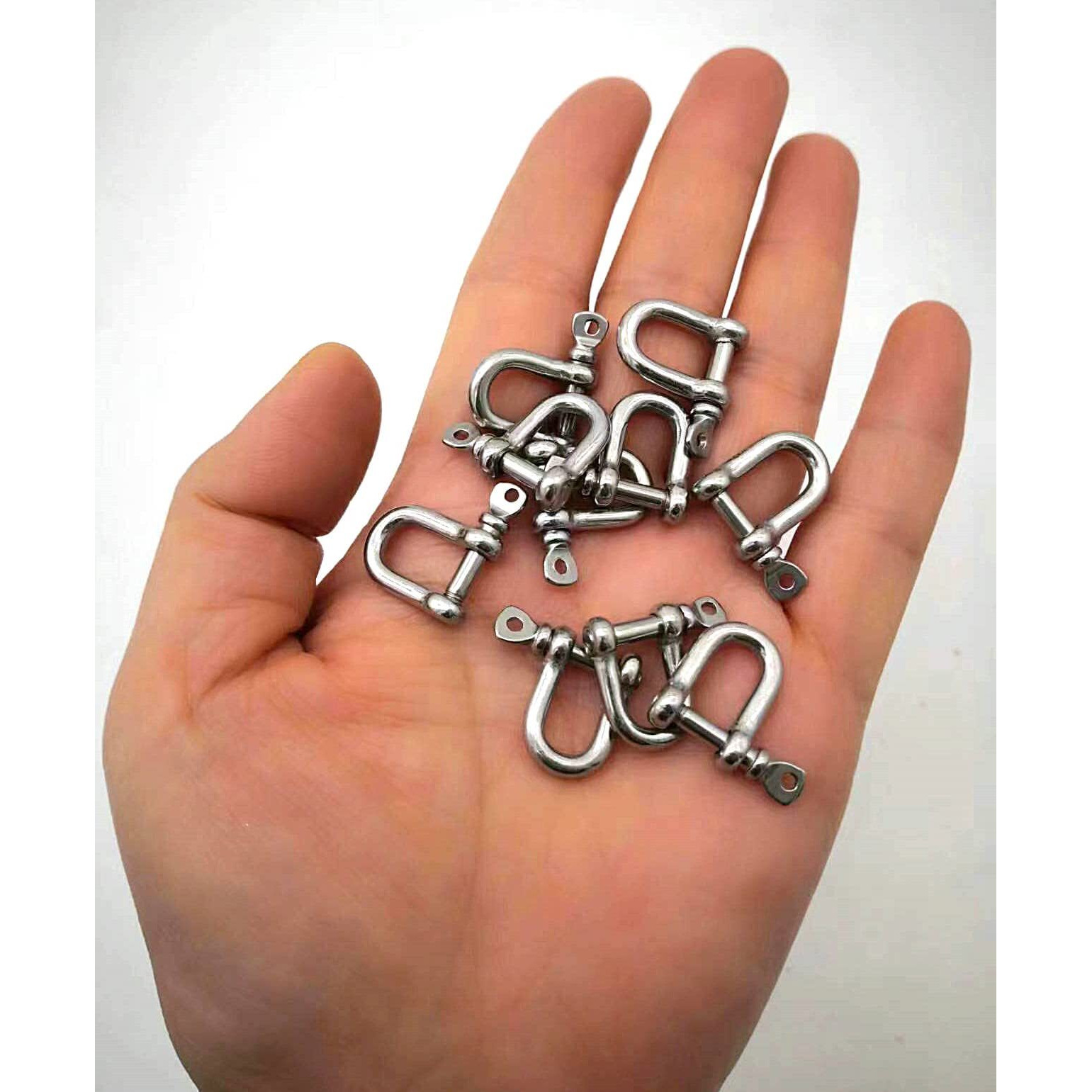 Jy-Marine 316 Stainless Steel D Shackle  Mini Shackles Bracelet For Paracord Jewelry  Marine Grade Sailing Rigging Shackles 10 Pieces (1/8"")
