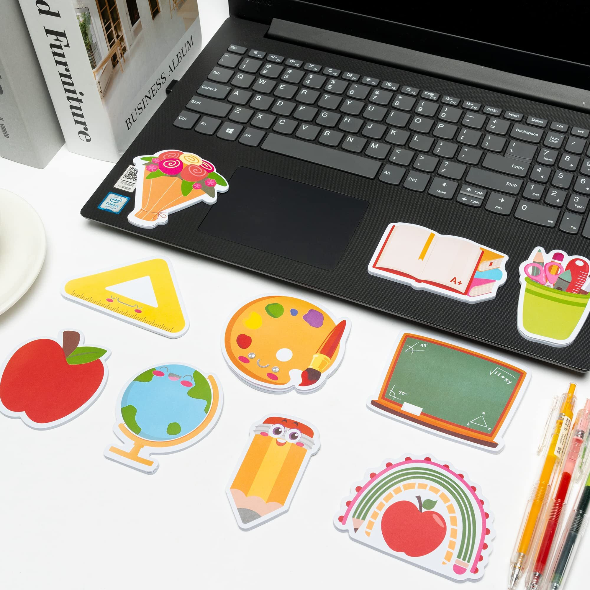 Xqumoi 30 Pack Teacher Notepads Set Total 600 Sheets  Book Pencil Ruler Blackboard Shaped Self Sticky Memo Pads For Teacher Appreciation Gift Back To School Supplies Party Favors Goodies Bag Fillers