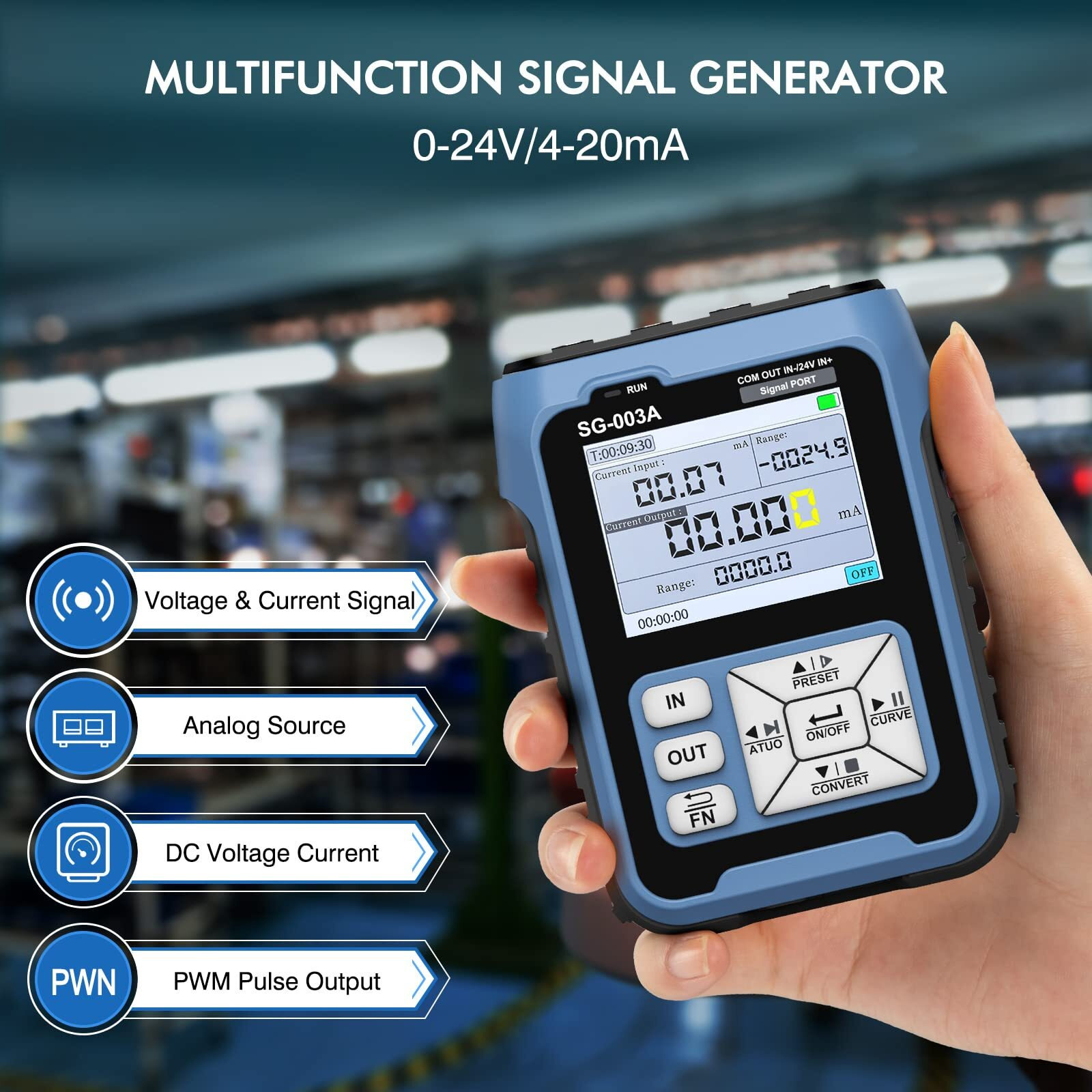 Seesii Upgraded Sg-003A Signal Generator  4-20Ma 0-24V Adjustable Analog Current Voltage Generator Simulator With Real-Time Curve  Historical Record  Multiple Signal Programmable Function Generator