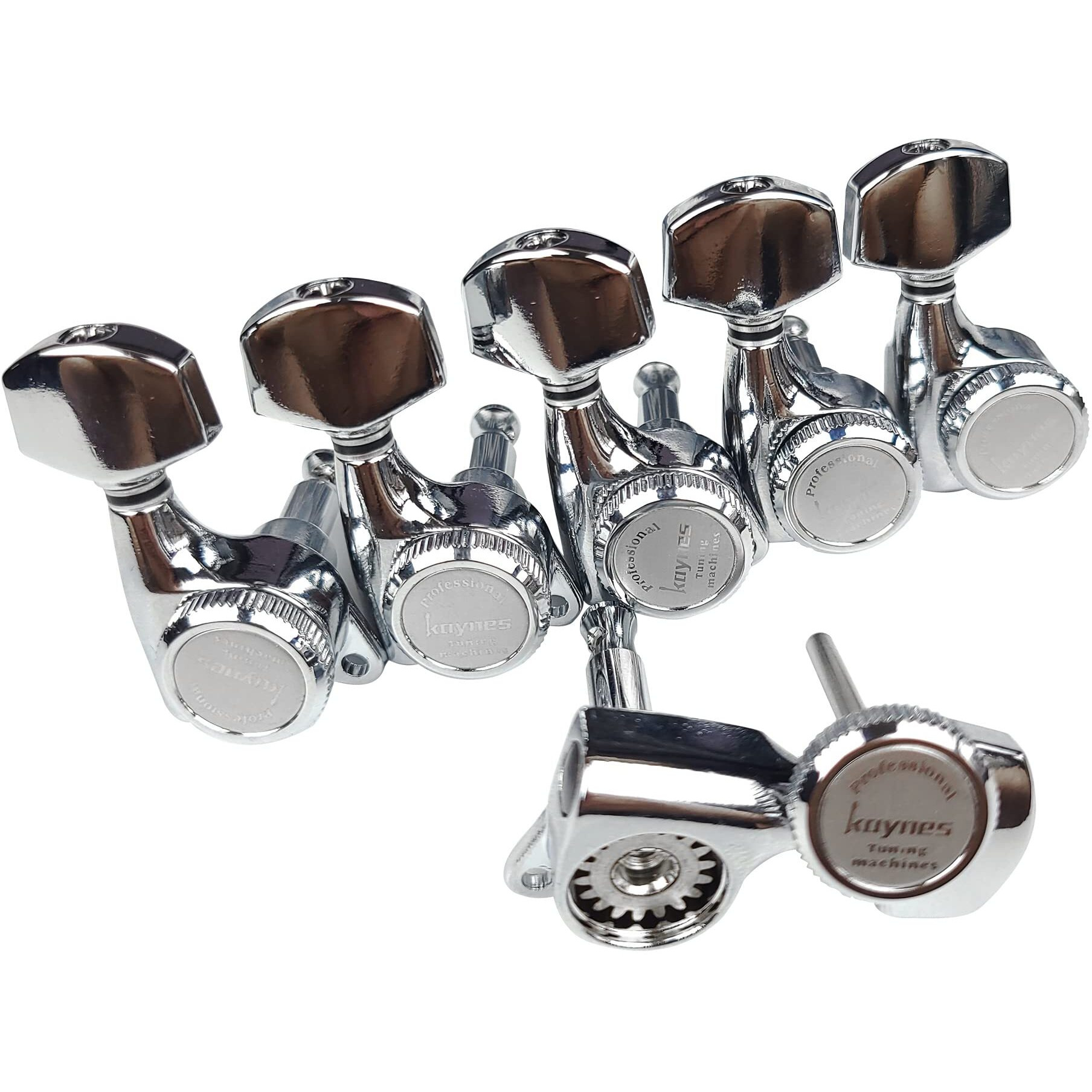Kaynes Guitar Locking Tuners - 181 Chrome Silver Lock String Tuning Keys Pegs Machine Heads Tuners For Strat Tele St Tl Lp Sg Most Electric Or Acoustic Guitars (6 Inline For Right  Chrome)