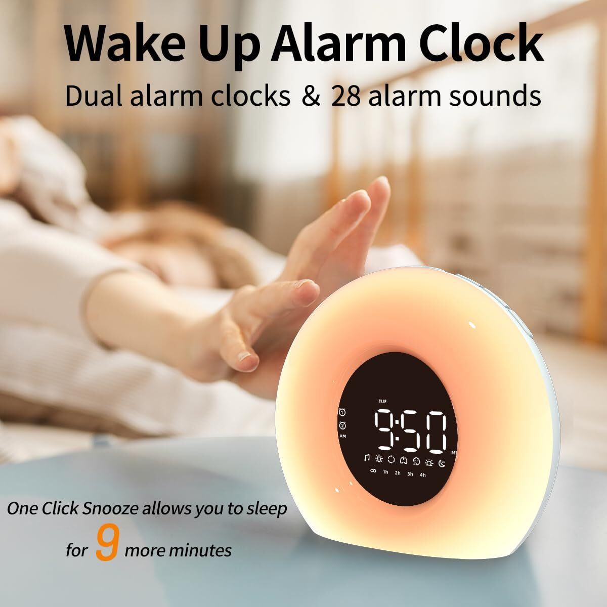 Orangelight Wake Up Light Sunrise Alarm Clock With Sunrise Sunset Simulation 23 Nature Sleep Sounds 13 Colors Night Light Dual Alarms Snooze Function Sleep Aid For Heavy Sleepers Kids Adults (White)