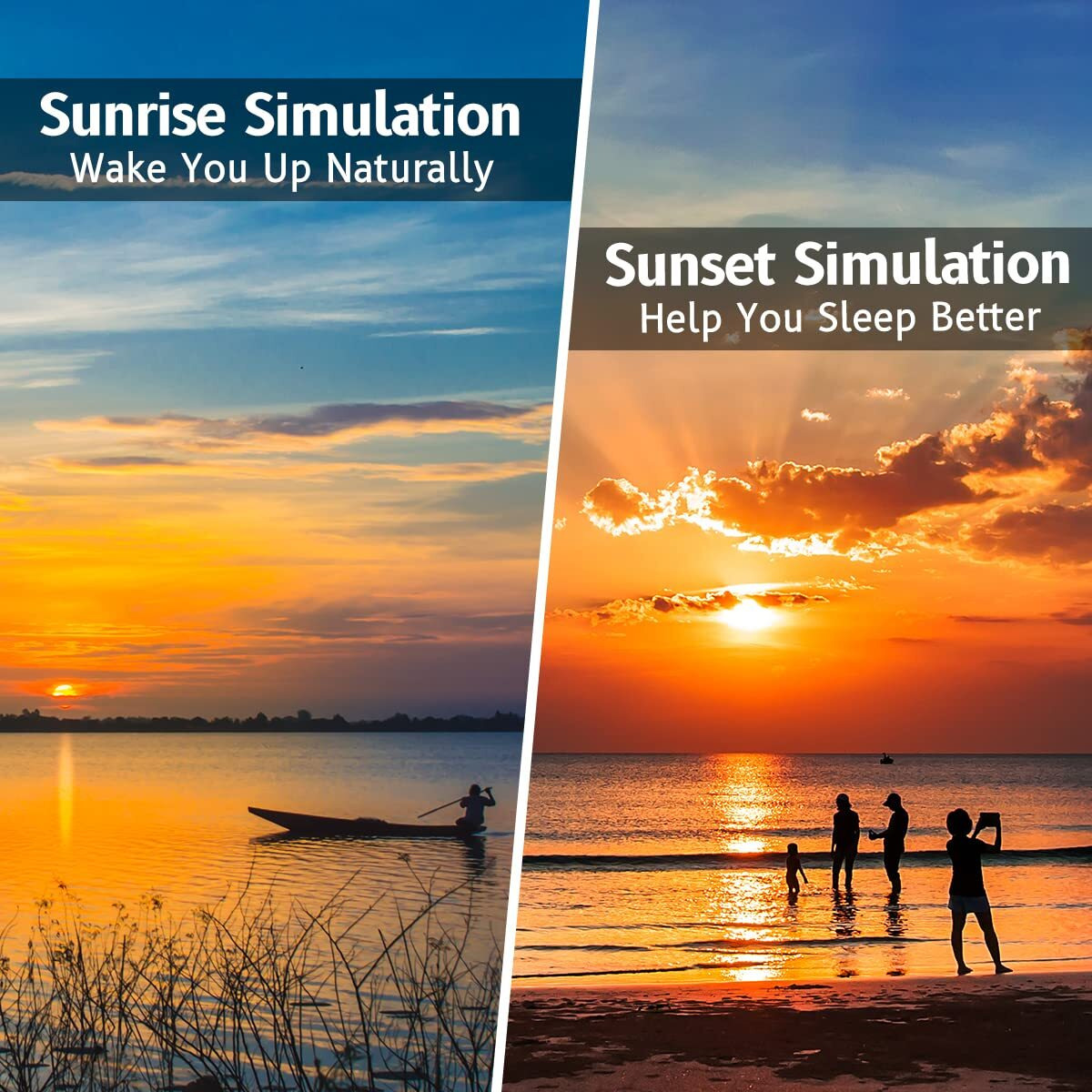 Orangelight Wake Up Light Sunrise Alarm Clock With Sunrise Sunset Simulation 23 Nature Sleep Sounds 13 Colors Night Light Dual Alarms Snooze Function Sleep Aid For Heavy Sleepers Kids Adults (White)