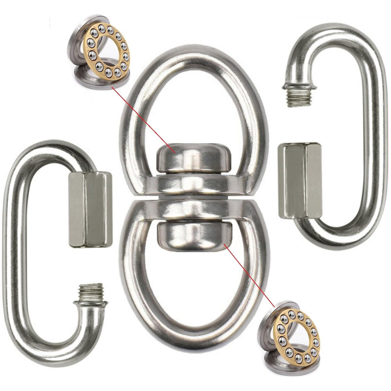 Wwffen Swing Swivel Hanger Breaking Strength 360 Rotator For Tree Swing  Hammock Chair  Climbing Rope  Yoga  Kids Swing Swivel 1500Lb Capacity