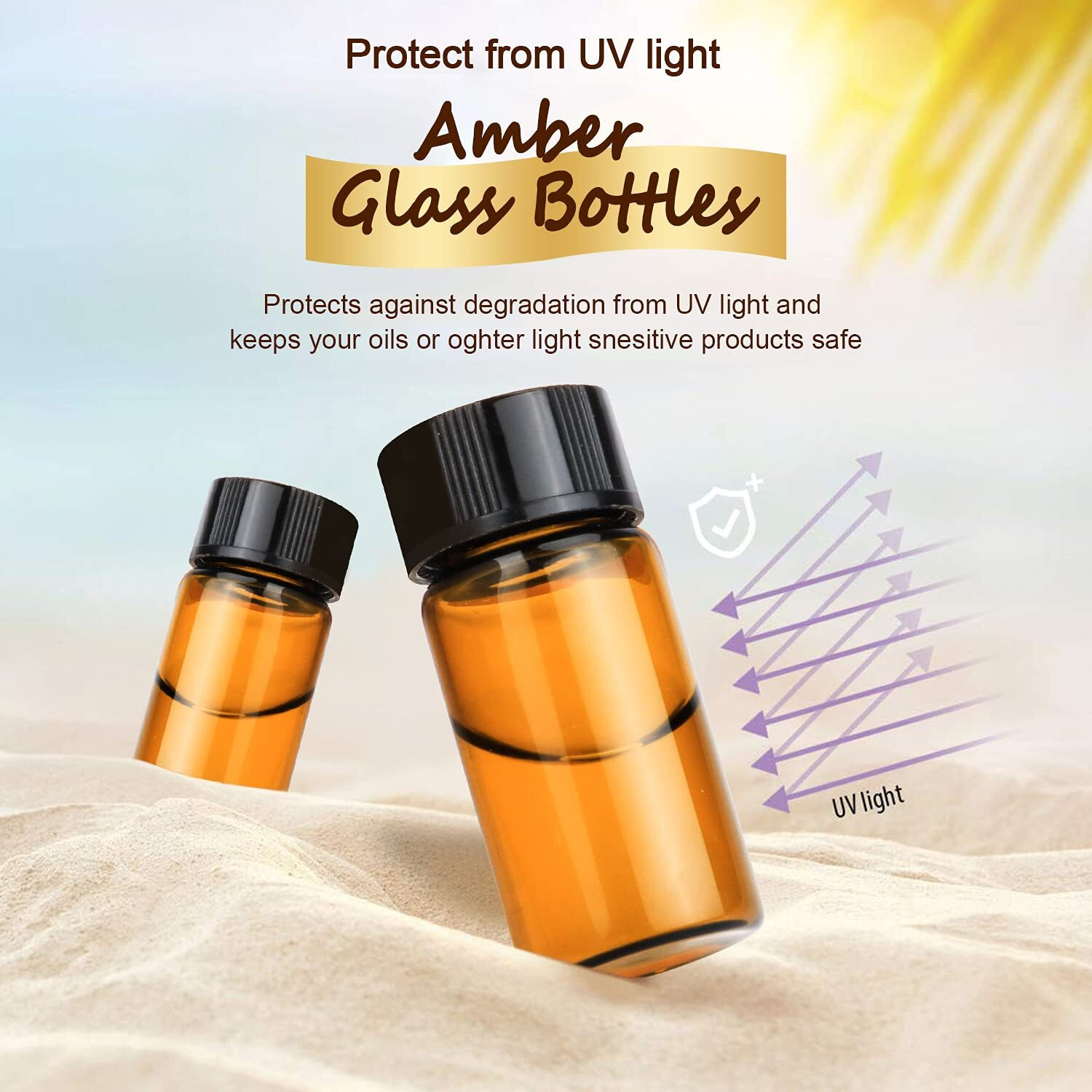Usrommaner 50 Pack 5Ml (1/6 Oz) Amber Glass Essential Oil Bottle With Screw Caps Empty Refillable Travel Glass Liquid Sample Vial Preservation Storage Vials Test Container-Free Funnel&Dropper