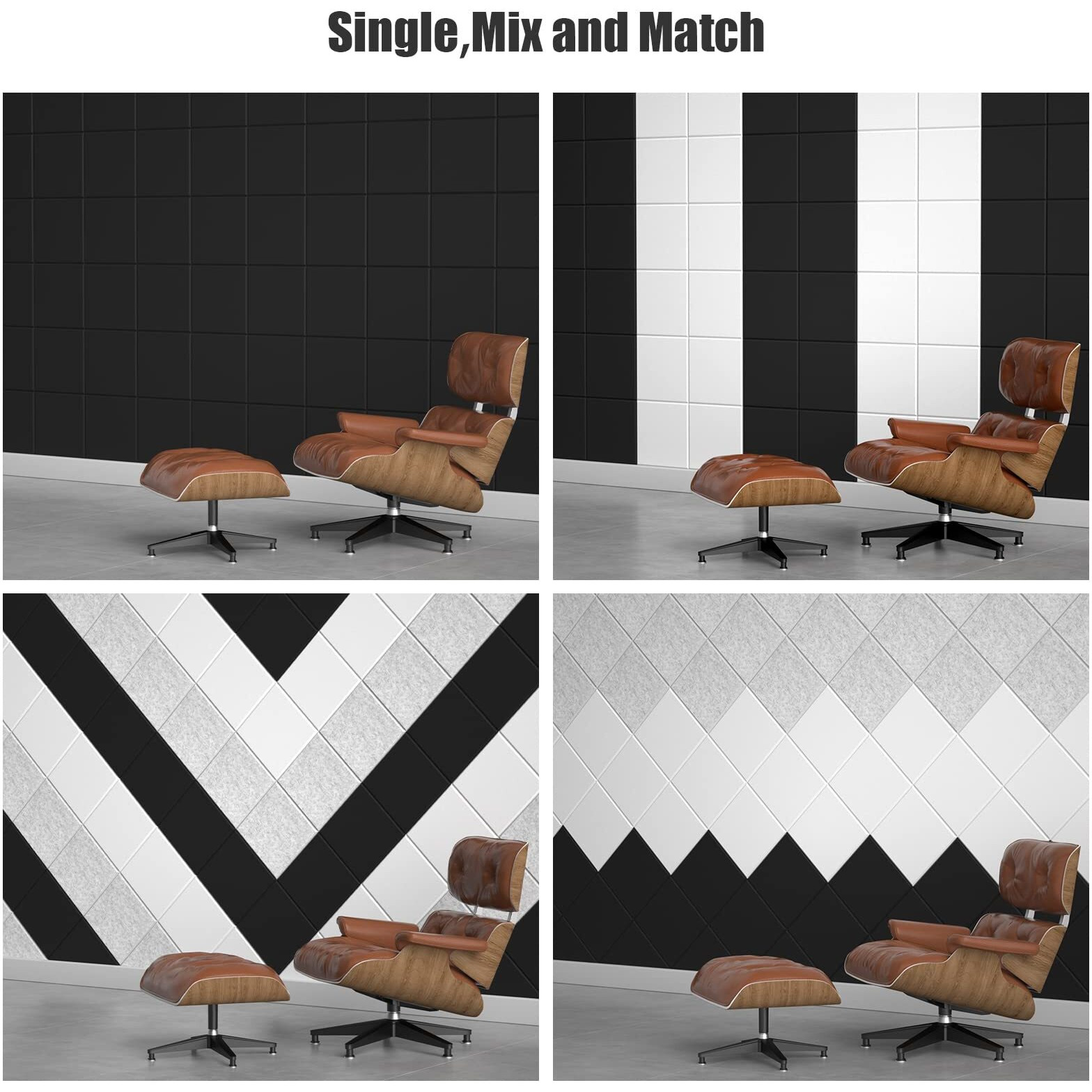 Sonicism 12 Pack Acoustic Wall Panels With Self-Adhesive 12"" X 12"" X 0.4"" Sound Proof Foam Panels  Decorative Soundproof Wall Panels  Sound Proof Absorbing Tiles For Home&Offices  Silver Gray