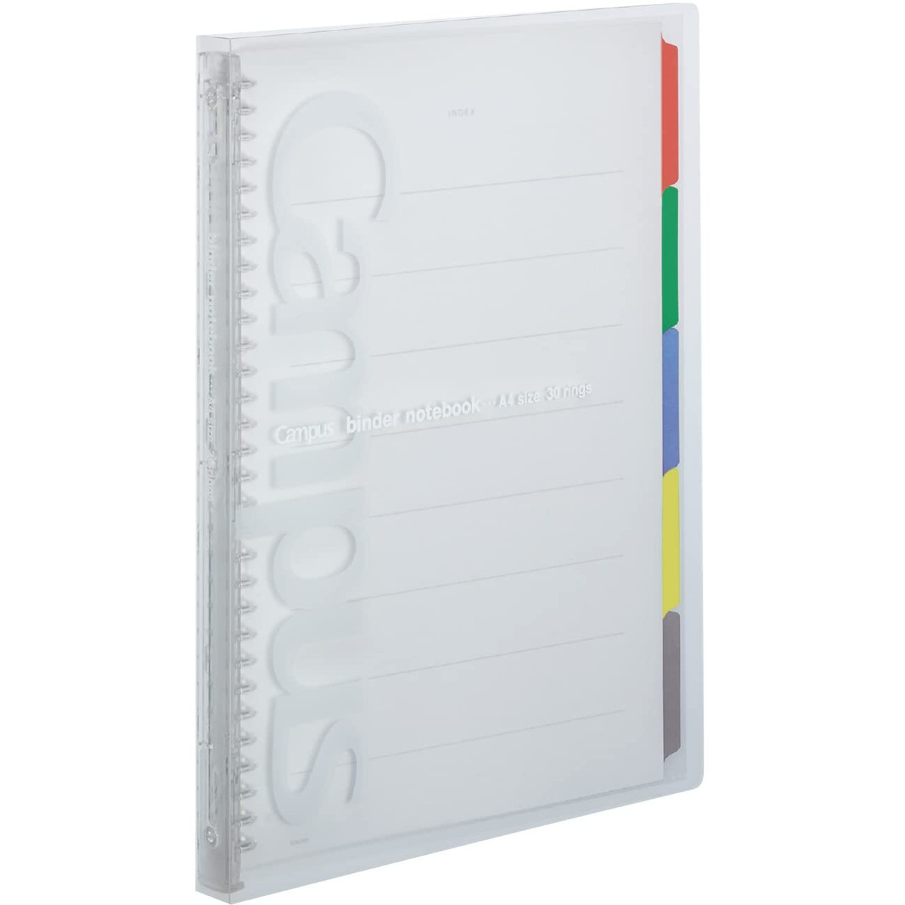 Kokuyo Campus Slide Binder With 5 Tab Dividers  Slim Type  A4  30 Holes  Up To 65 Sheets  Transparent  Japan Import (Ru-P173Nt)