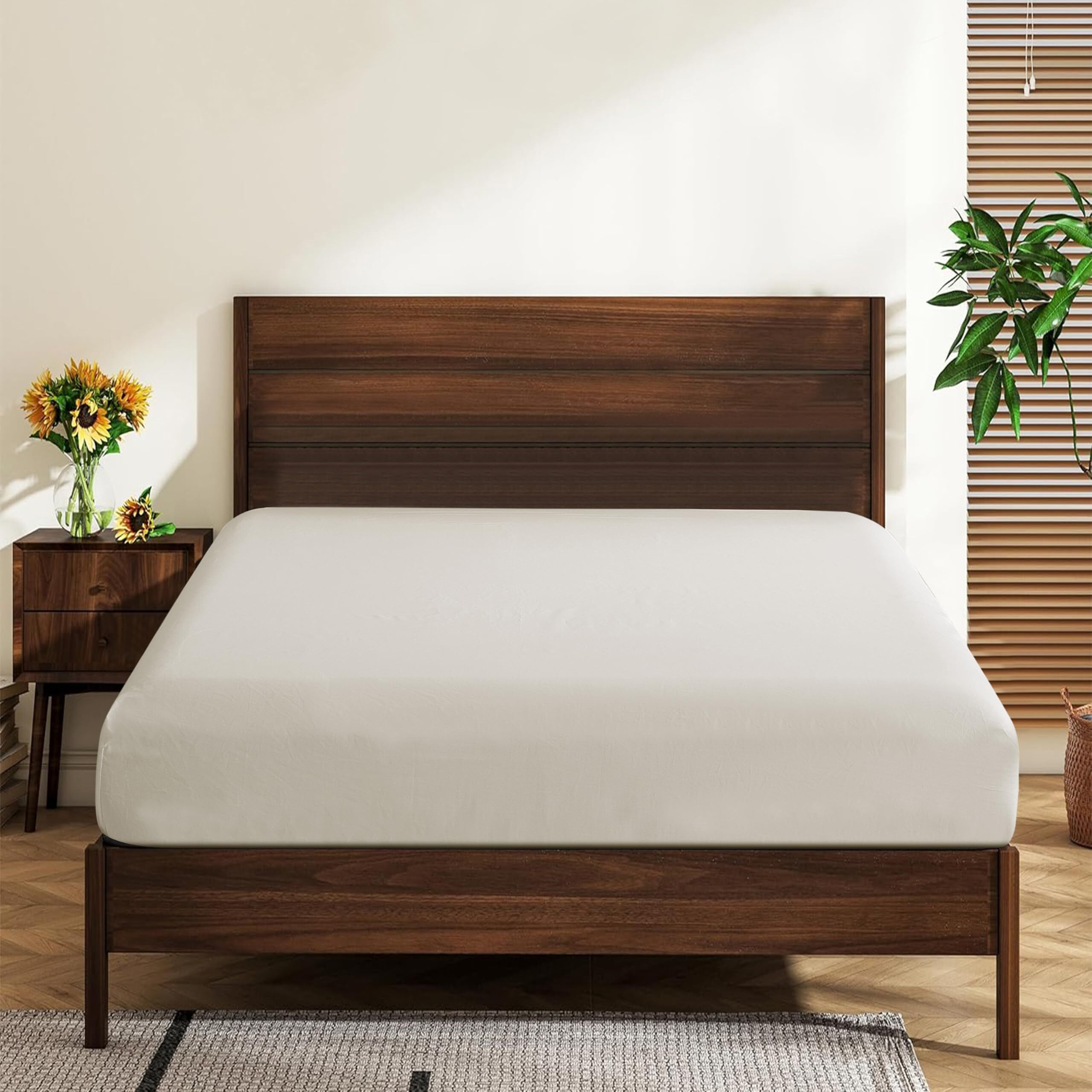 Queen Size 100% Egyptian Cotton Fitted Sheets 600 Thread Count 16"" Deep Pocket  Ultra-Soft Hotel Luxury  Durable  Breathable And Comfy Bottom Sheet (1 Pack Queen Fitted Sheet  Light Beige)