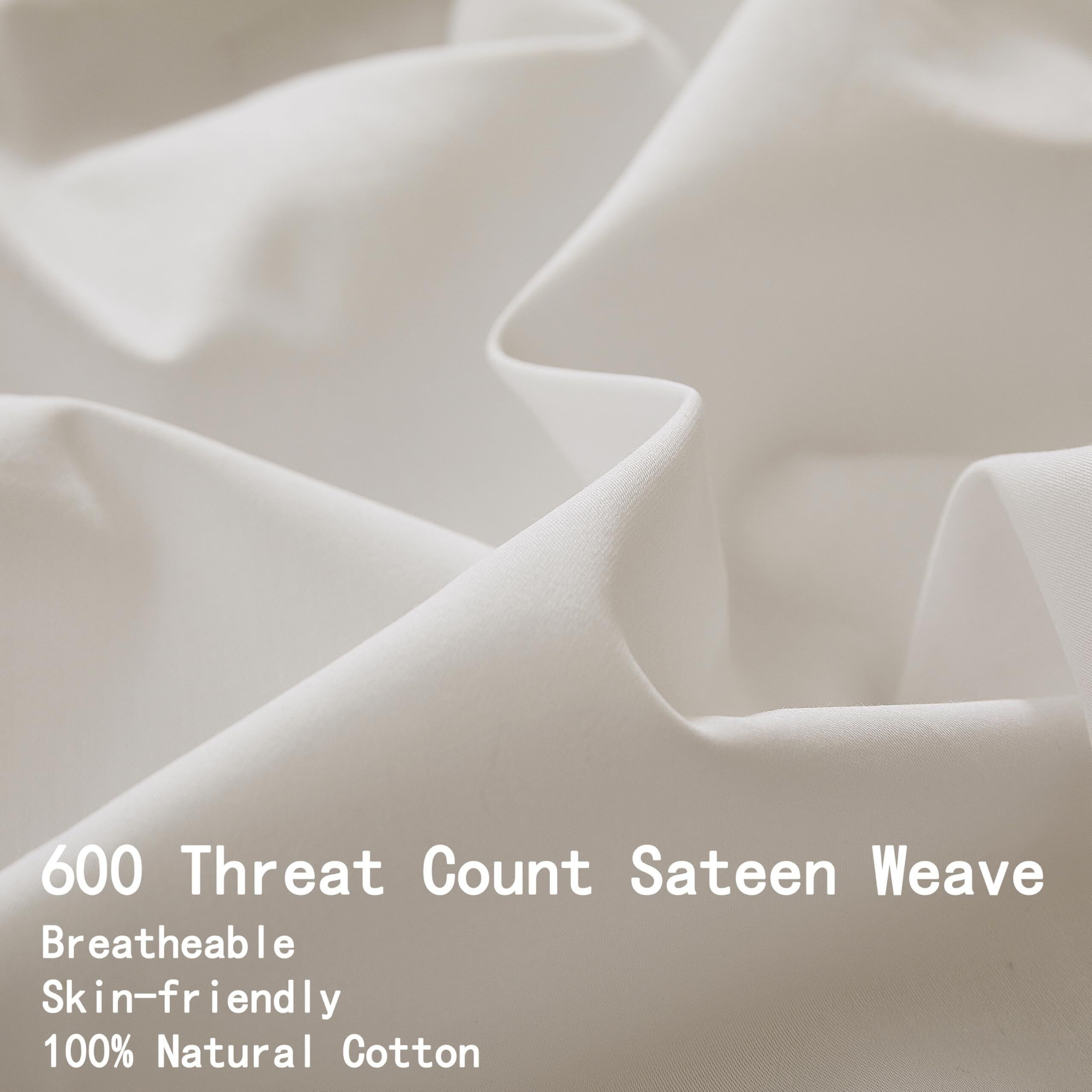 Queen Size 100% Egyptian Cotton Fitted Sheets 600 Thread Count 16"" Deep Pocket  Ultra-Soft Hotel Luxury  Durable  Breathable And Comfy Bottom Sheet (1 Pack Queen Fitted Sheet  Light Beige)