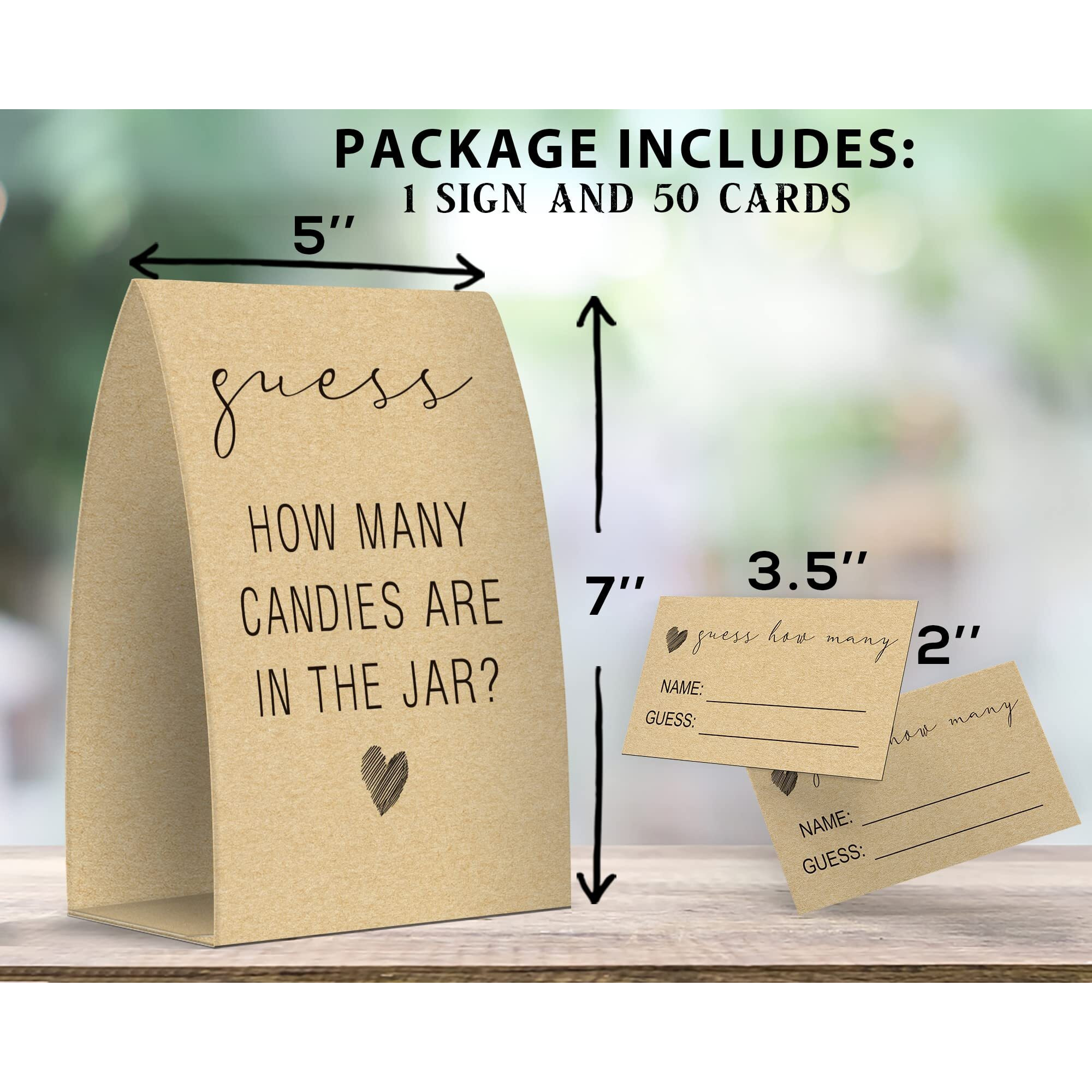 Guess How Many Candies Are In The Jar  Kraft  Baby Shower Games  Baby Shower Decorations - One Sign And 50 Cards(Guess005)