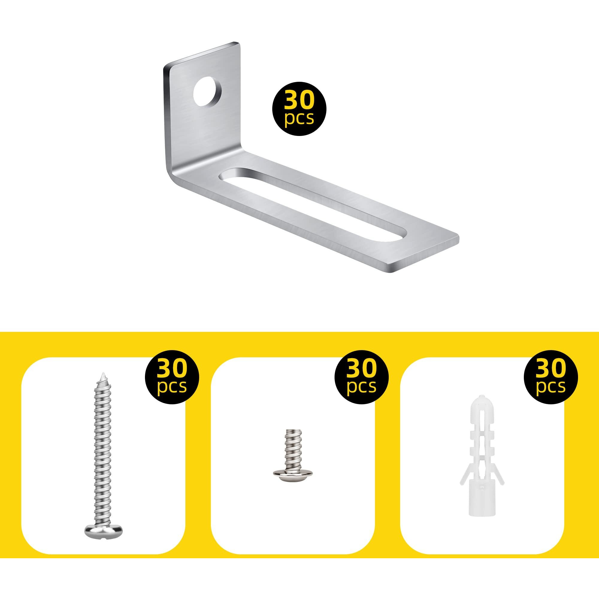 30 Set White Board Mounting Hardware Whiteboard Hanging Brackets  White Board Installation Kit Includes Hanger Supports  Screws And Expansion Tube For Hanging Whiteboard Office Supplies (38*16*12Mm)