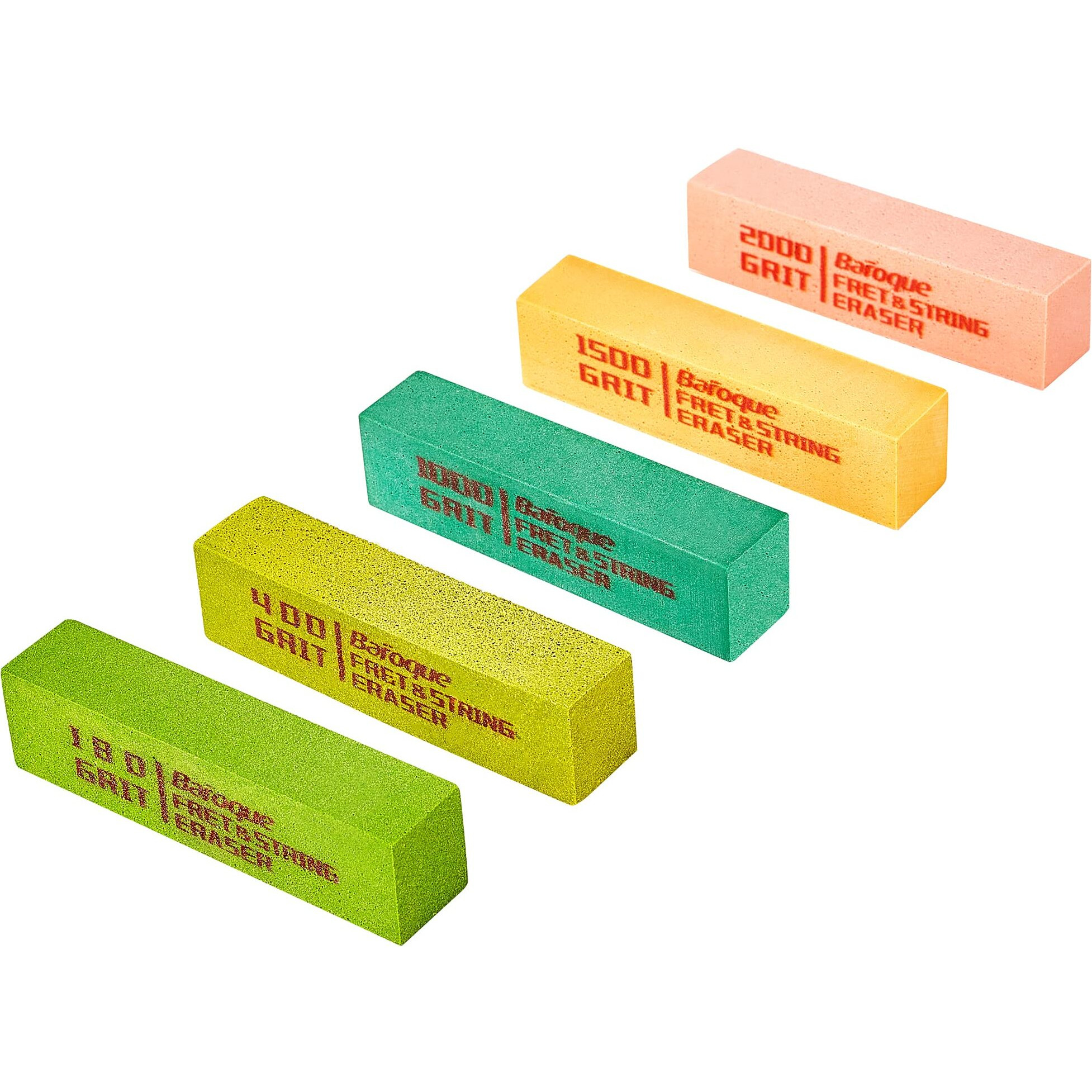 Guitar Fret Erasers  Fret Polishing Abrasive Rubber Blocks  Fret Cleaner Kit  Fret Polish Kit For Fretwire String And Metal  Set Of 5 Grits (180 & 400 & 1000 & 1500 & 2000 Grit)