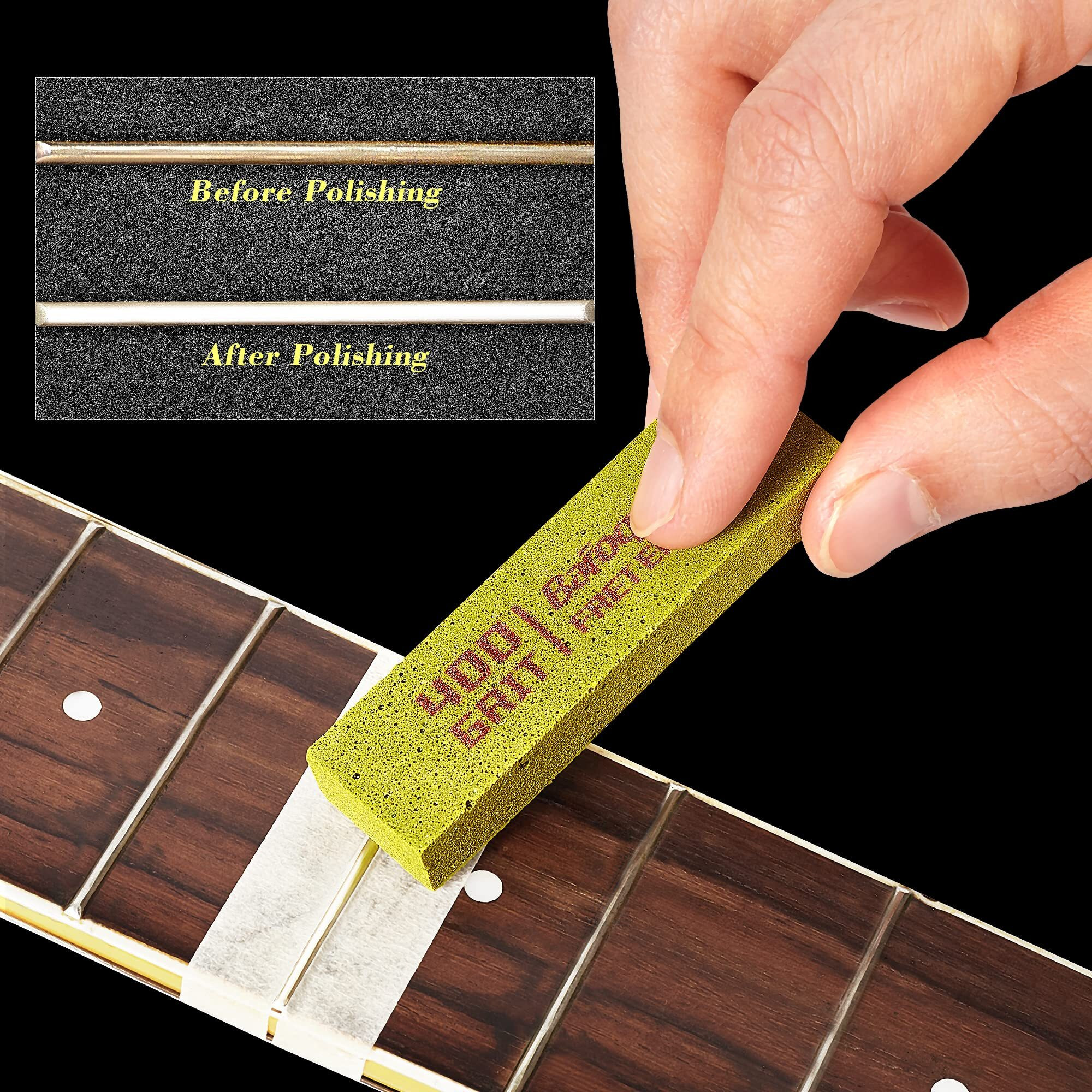 Guitar Fret Erasers  Fret Polishing Abrasive Rubber Blocks  Fret Cleaner Kit  Fret Polish Kit For Fretwire String And Metal  Set Of 5 Grits (180 & 400 & 1000 & 1500 & 2000 Grit)