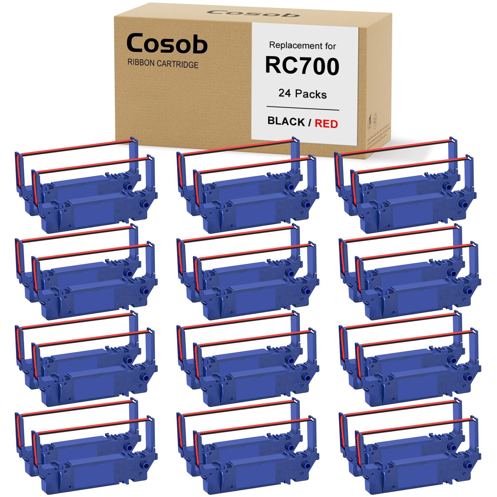 Cosob 24 Pack Compatible Ribbon Replacement For Star Printer Ribbon Sp700 Sp-700 Rc700 Rc-700 Use With Sp700Br Rc700Br Sp712 Sp712R Sp717 Sp742R Sp747 Sp740 Printer (Black And Red)
