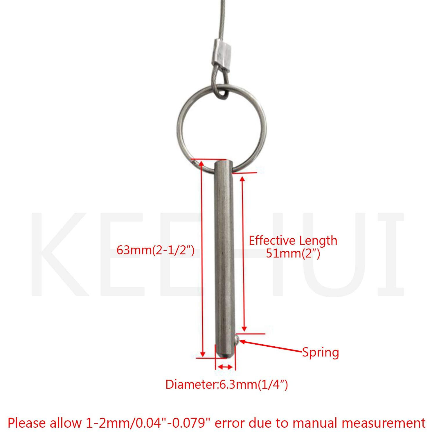 4Pieces Of Quick Release Pin 1/4&quot&quot Diameter  Usable Length 2&quot&quot(50Mm)  Total Length 2-1/2&quot&quot(63Mm) Full 316 Stainless Steel  Bimini Top Pin  Marine Hardware