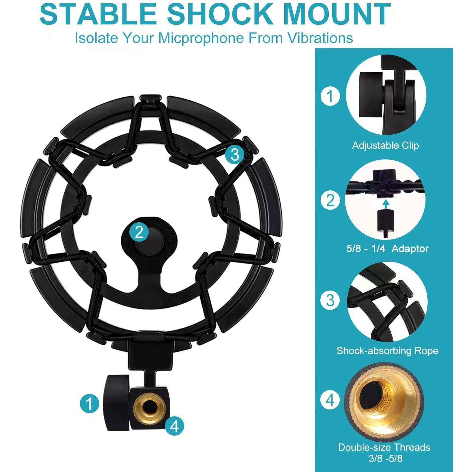 Blue Yeti Shock Mount Anti-Vibration Matching Boom Arm Stand Compatible W/Blue Yeti  Yeti X  Snowball & Blue Yeti Nano Mic (Black)