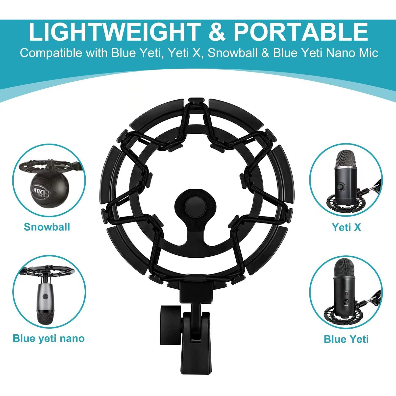 Blue Yeti Shock Mount Anti-Vibration Matching Boom Arm Stand Compatible W/Blue Yeti  Yeti X  Snowball & Blue Yeti Nano Mic (Black)