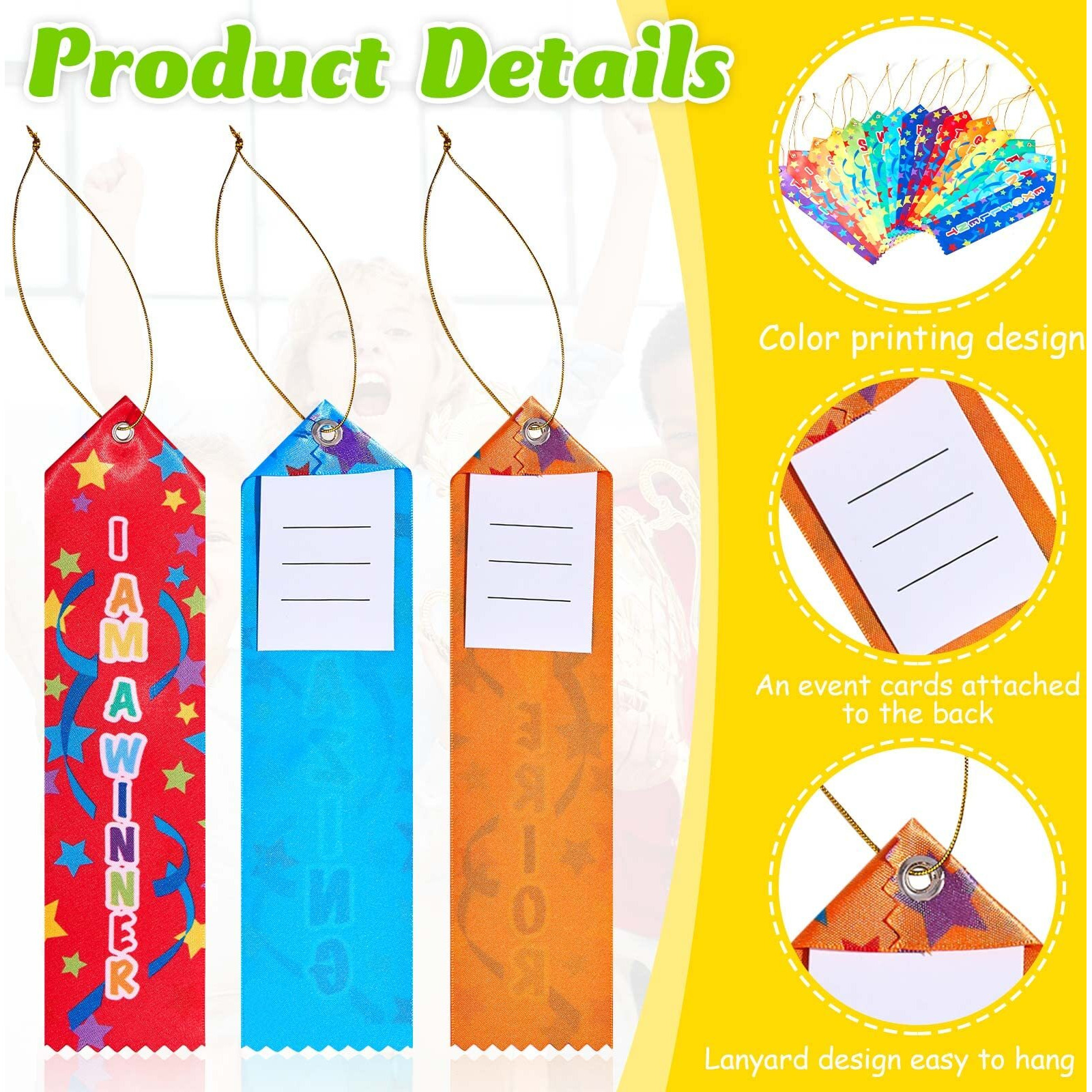 Lewtemi Fun Award Ribbons Honorable Mention Ribbon Medal Prize Ribbons Participation Ribbon With Event Card And Rope For Competition Sports Event School Contest Student Awards And Incentives
