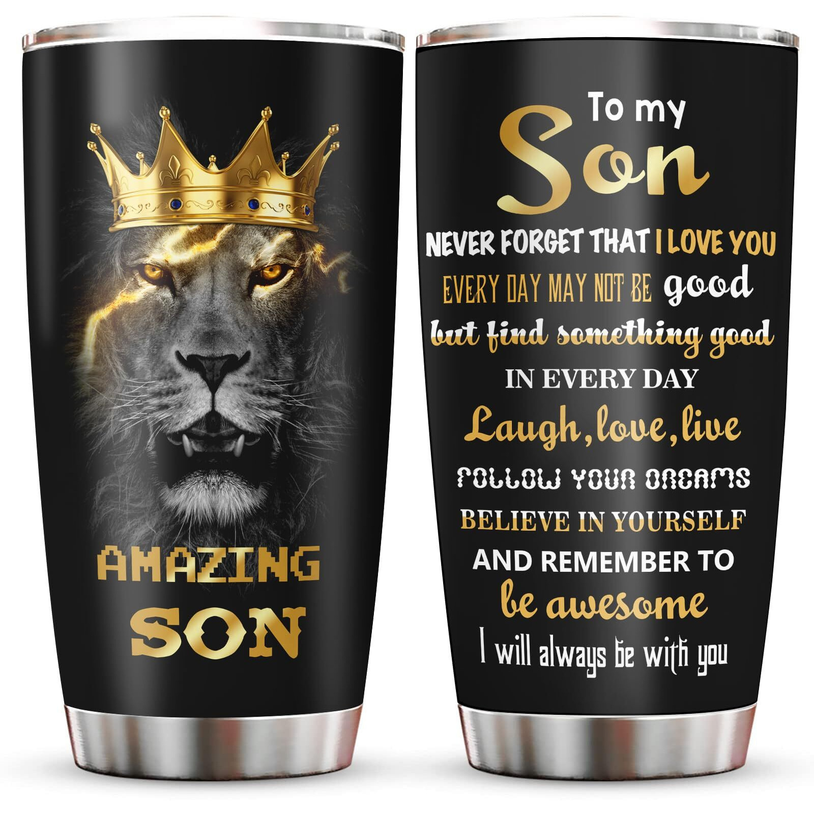 Muizon To My Son Gifts 20Oz Coffee Tumblers - Dad/Mom Gifts For Grown Sons - Birthday Gift Idea